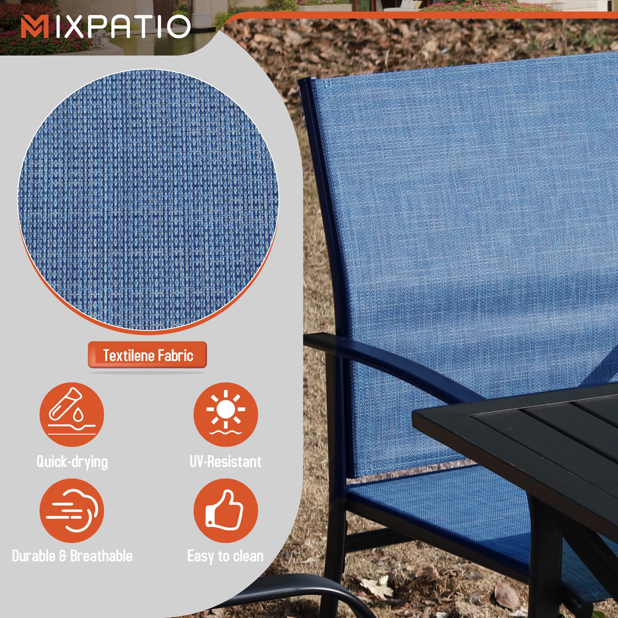 4-Piece Outdoor Patio Dining Chairs Set - Textilene Armrest Chairs in Blue - Perfect for Backyard BBQs, Poolside Lounging & Garden Entertaining