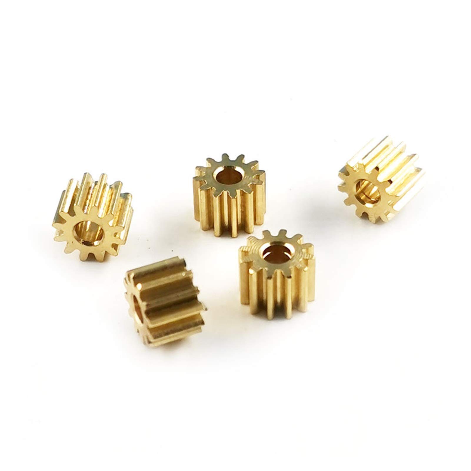 12-Tooth Brass Pinion Gears 5PCS - 0.3M Modulus, 4mm Thickness, 1.5/2mm Hole Diameter - Precision Copper Mechanical Gears for RC Cars, Clock Repair & DIY Projects (1.48mm Hole, 12 Teeth)