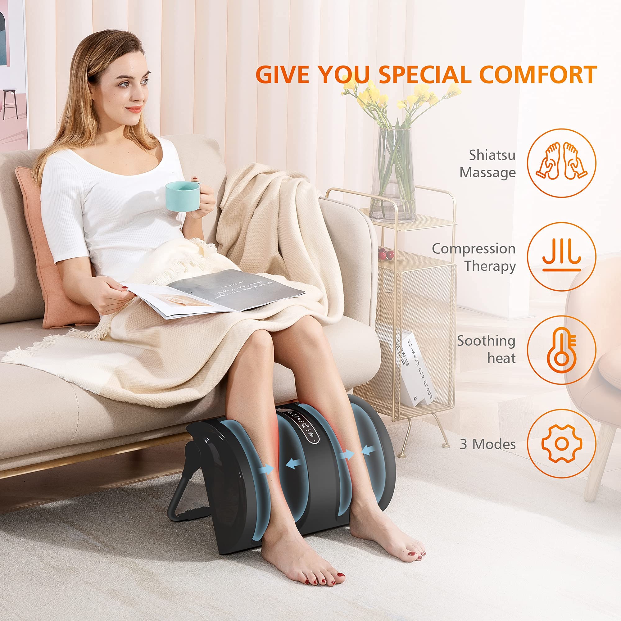 Snailax Cordless Handheld & Foot Massager with Heat - Deep Tissue Percussion & Shiatsu Massage for Back, Legs, Feet - Rechargeable Portable Massager for Home, Office, Travel & Pain Relief