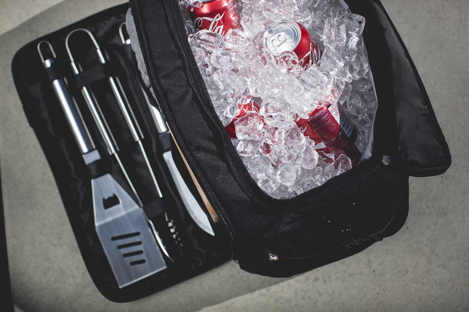 PICNIC TIME NCAA BBQ Kit Cooler Tote with Grill Tools & Accessories - Portable Outdoor Cooking Set for Tailgating, Camping & Backyard Parties