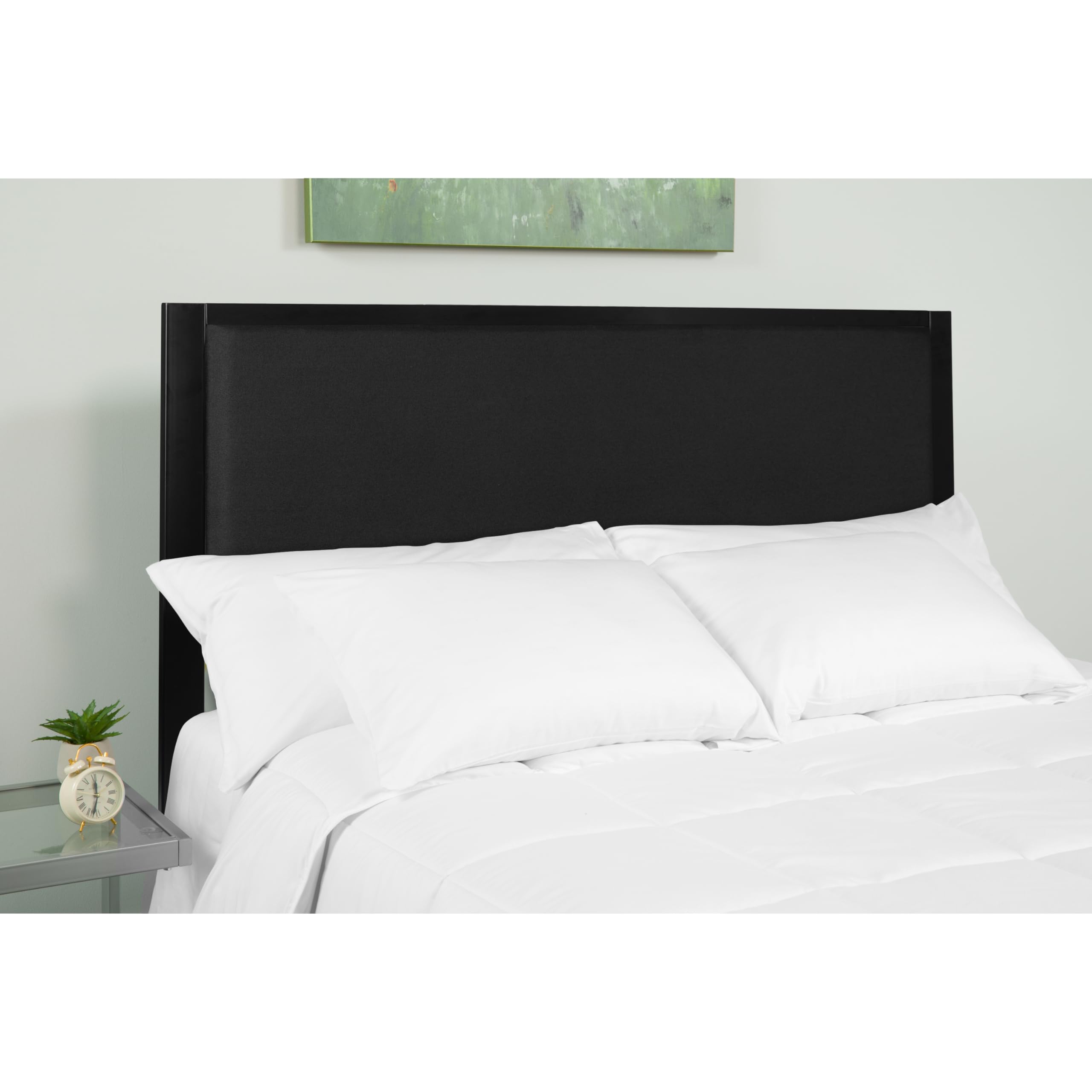 EMMA + OLIVER King Size Black Fabric Upholstered Panel Headboard with Metal Frame and Legs - Fits Standard Bed Frames - Perfect for Master Bedroom, Guest Room, and Modern Home Decor