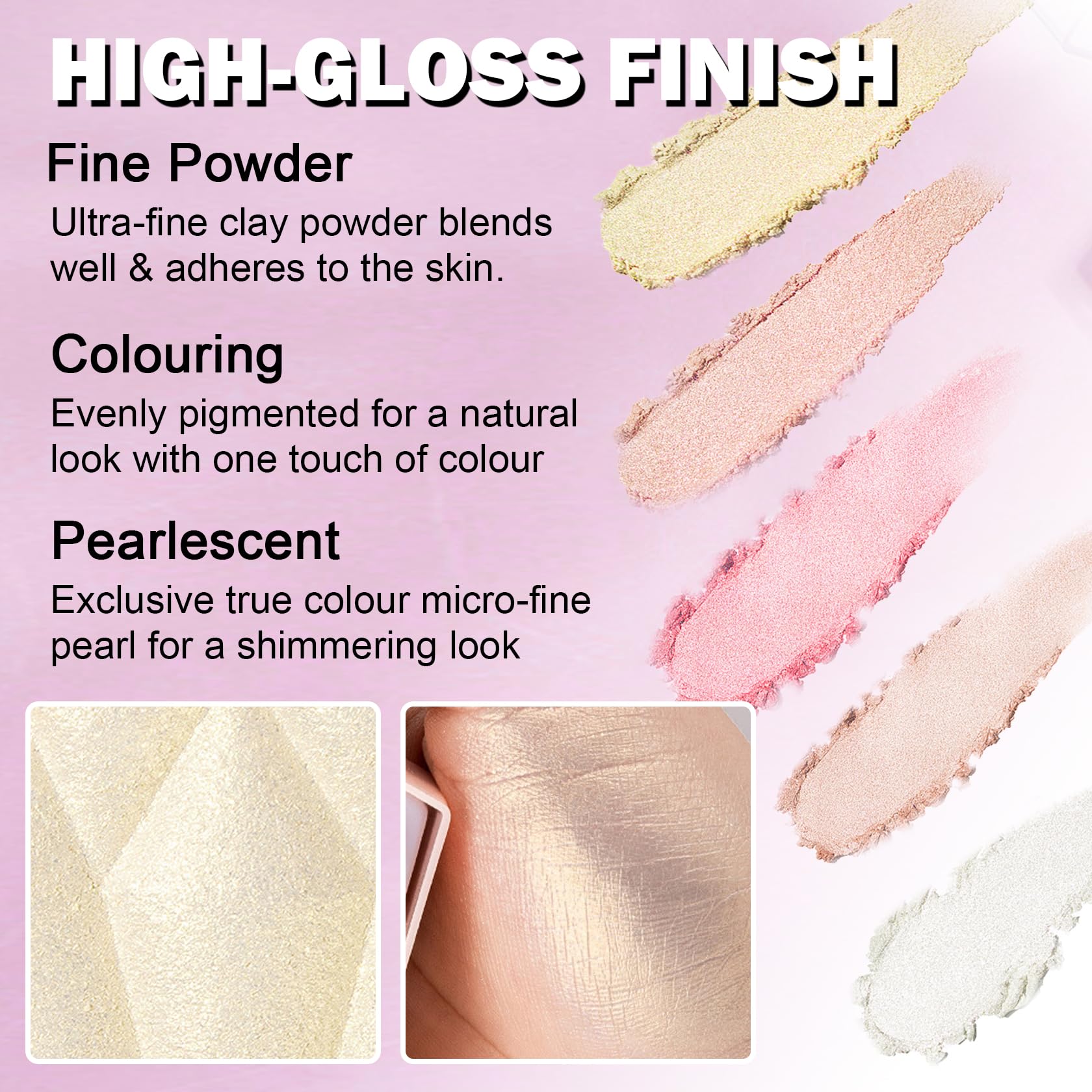 Pearl White Highlighter Makeup Palette - Natural Shimmer Face Highlighter Powder for Contouring & Glowing Skin | Perfect for Daily Makeup, Parties & Photo Shoots