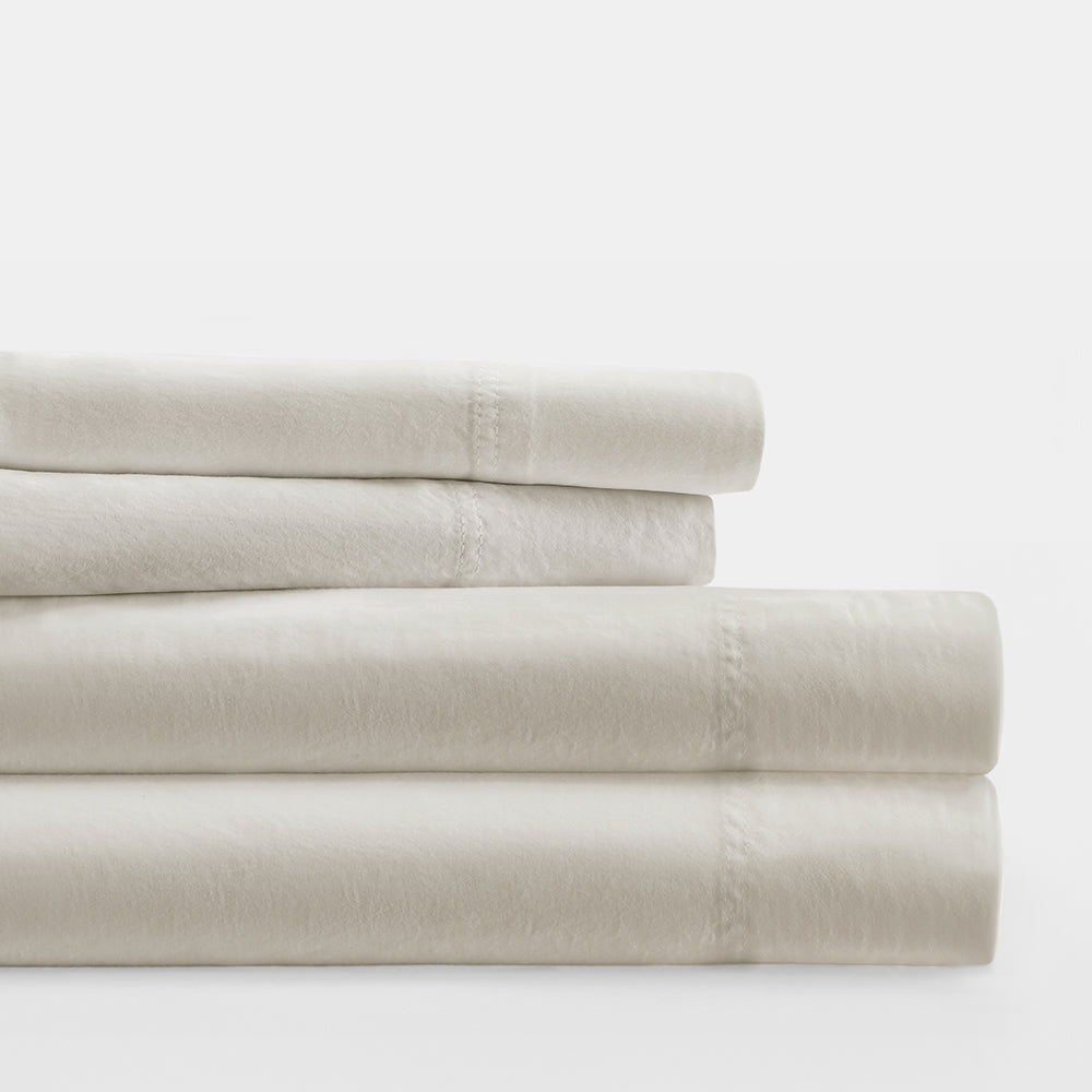 4 Piece 100% Long Staple Cotton Sheet Set - Queen Size Bed Sheets - Soft & Breathable for All Seasons - Perfect for Home, Hotel, and Dorm Room Use