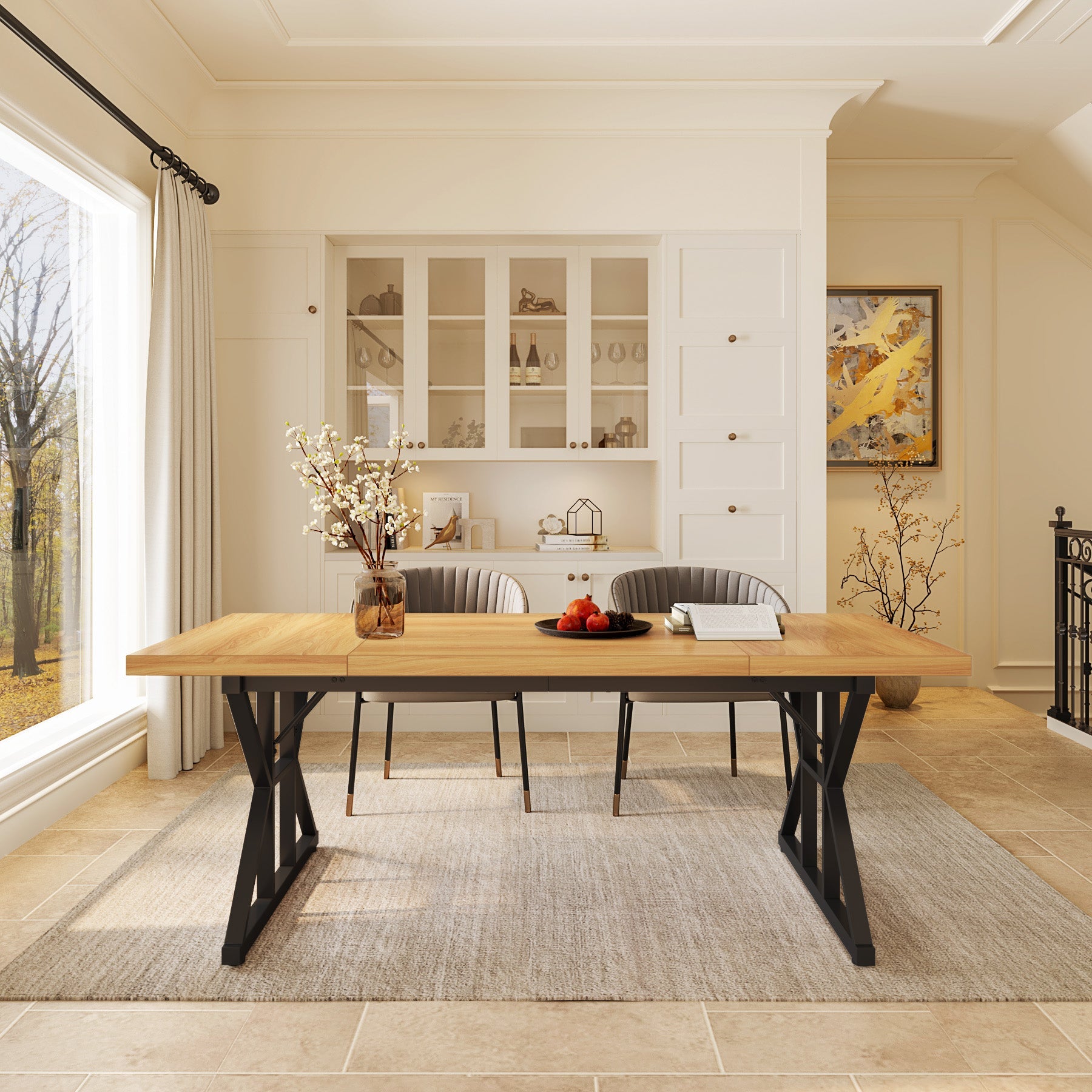 Solid Wood Farmhouse Dining Table - 70.8