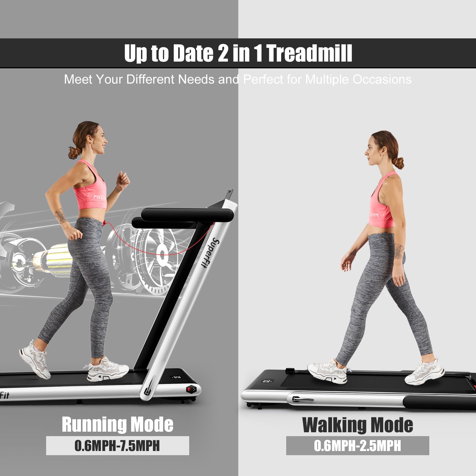 Goplus 1100W Folding Treadmill - Electric Motorized Running Machine for Home Gym Fitness, Cardio Workout & Weight Loss | Compact Space-Saving Design with Support