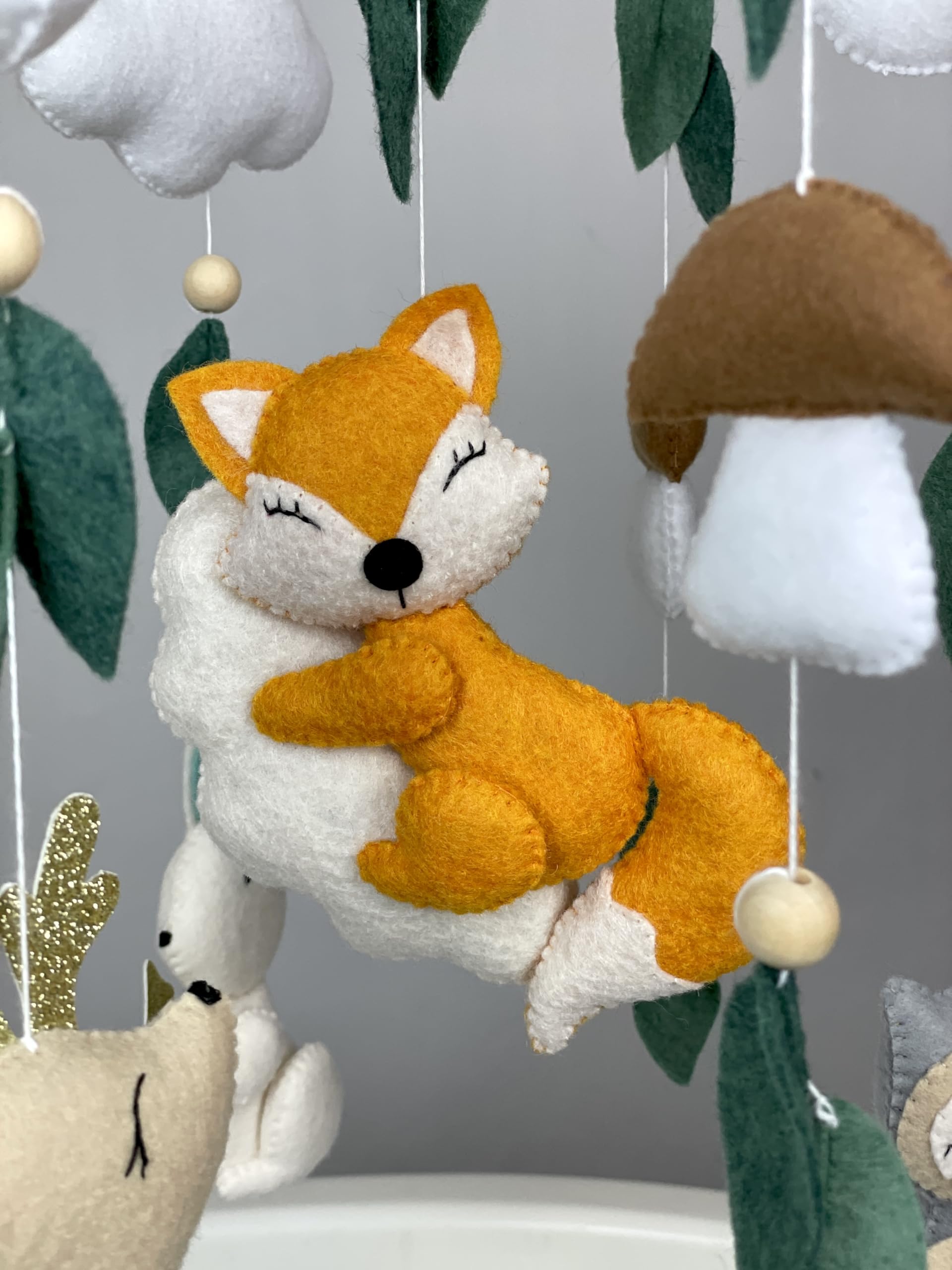 Woodland Animals Crib Mobile - Fox, Mushroom & Forest Nursery Mobile for Baby Boys & Girls | Neutral Felt Hanging Mobile | Perfect Newborn Gift for Nursery Decor & Baby Shower