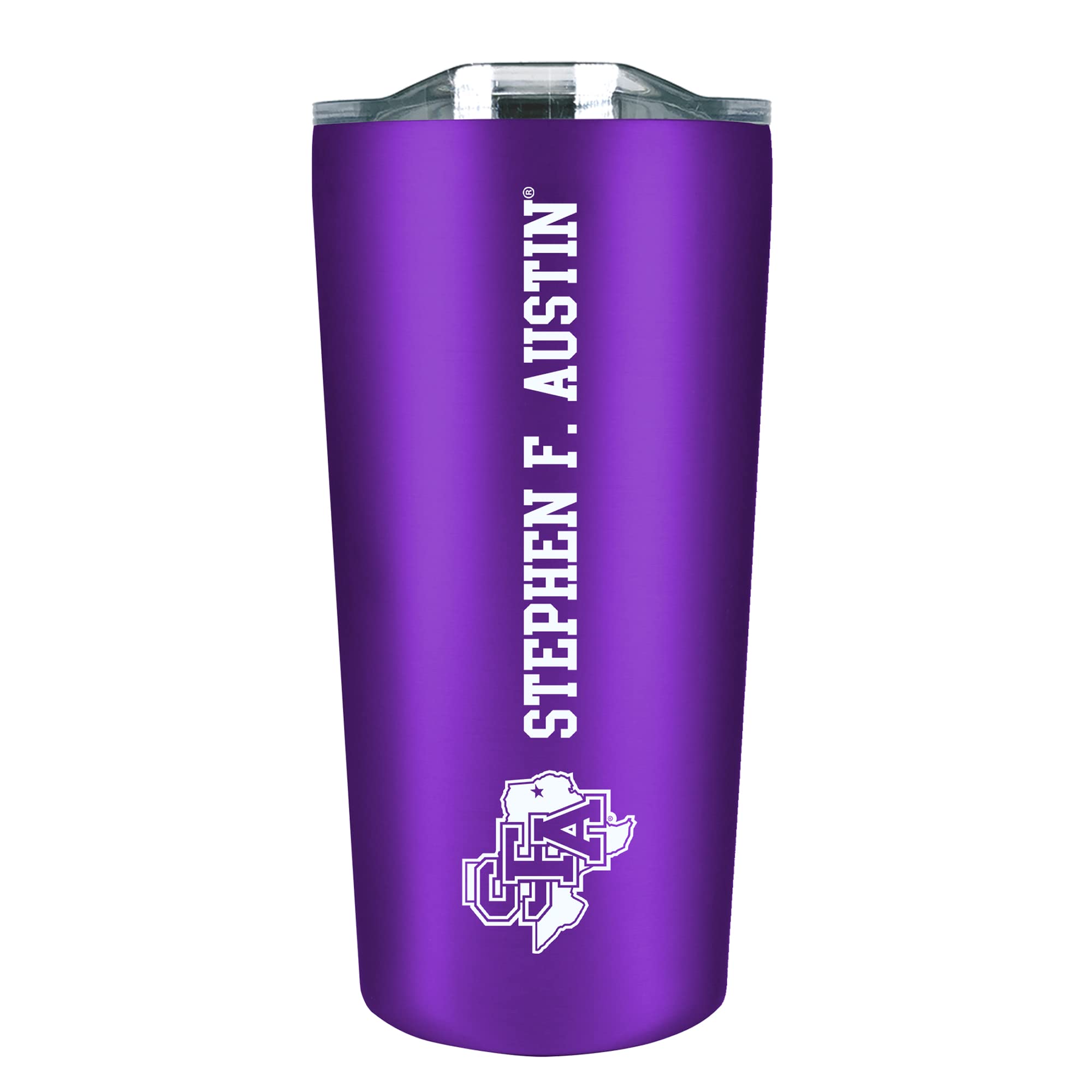 Stephen F Austin Double Walled Insulated Tumbler with Soft Touch Coating - 20oz Purple Stainless Steel Travel Mug for Coffee, Tea & Cold Drinks - Perfect for Office, Gym & Outdoor Activities
