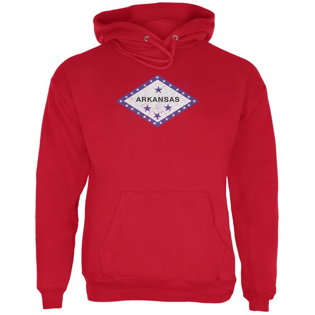 Old Glory Born and Raised Arkansas State Flag Men's Hoodie - Patriotic Pullover Sweatshirt for American Pride, Casual Wear & Outdoor Activities
