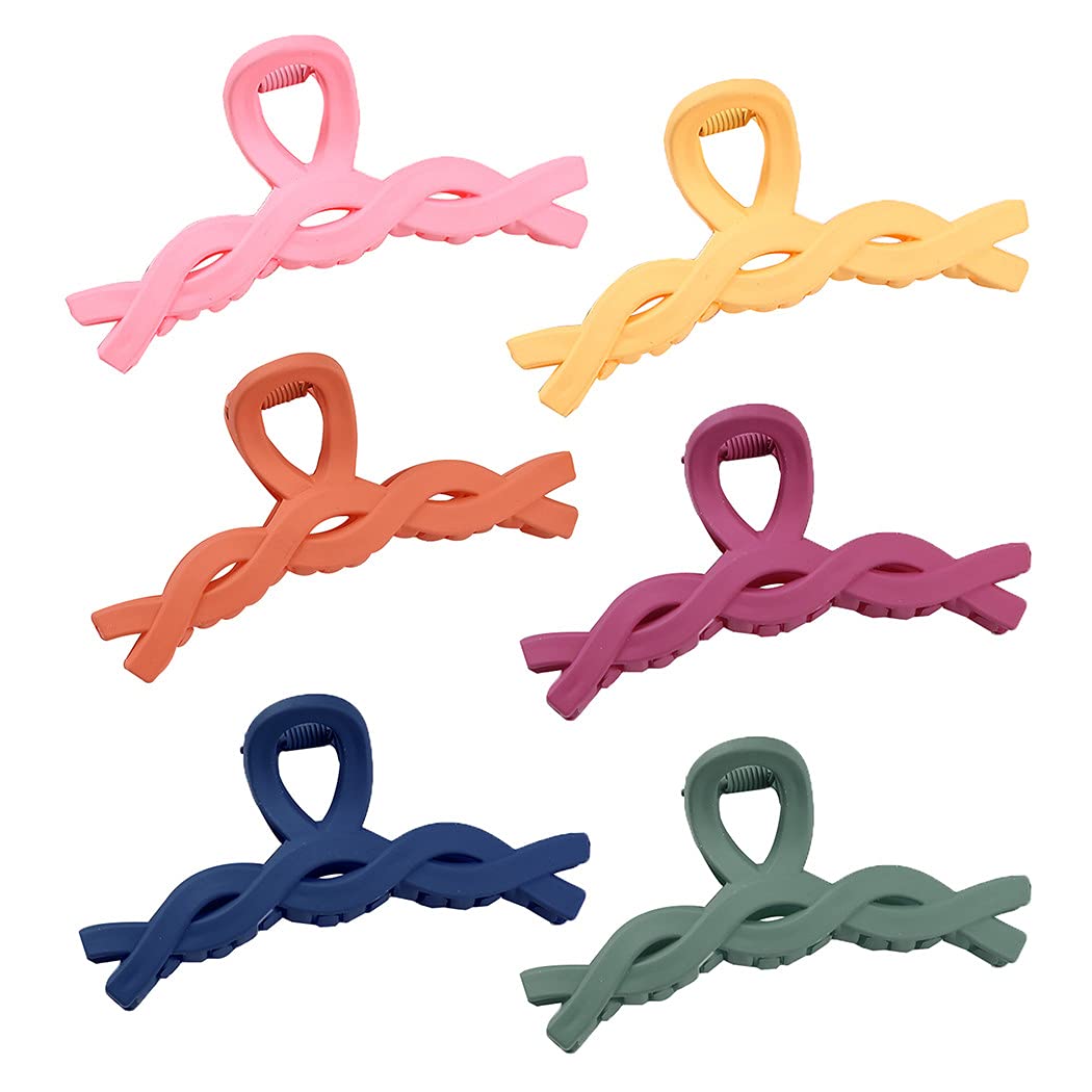 SOWUNO Matte Hair Claw Clips 6PCS - Non-Slip Strong Hold Hair Barrettes for Women, Fashionable Large Hair Clips for Thick & Thin Hair - Perfect for Salon, Work, Gym & Everyday Styling