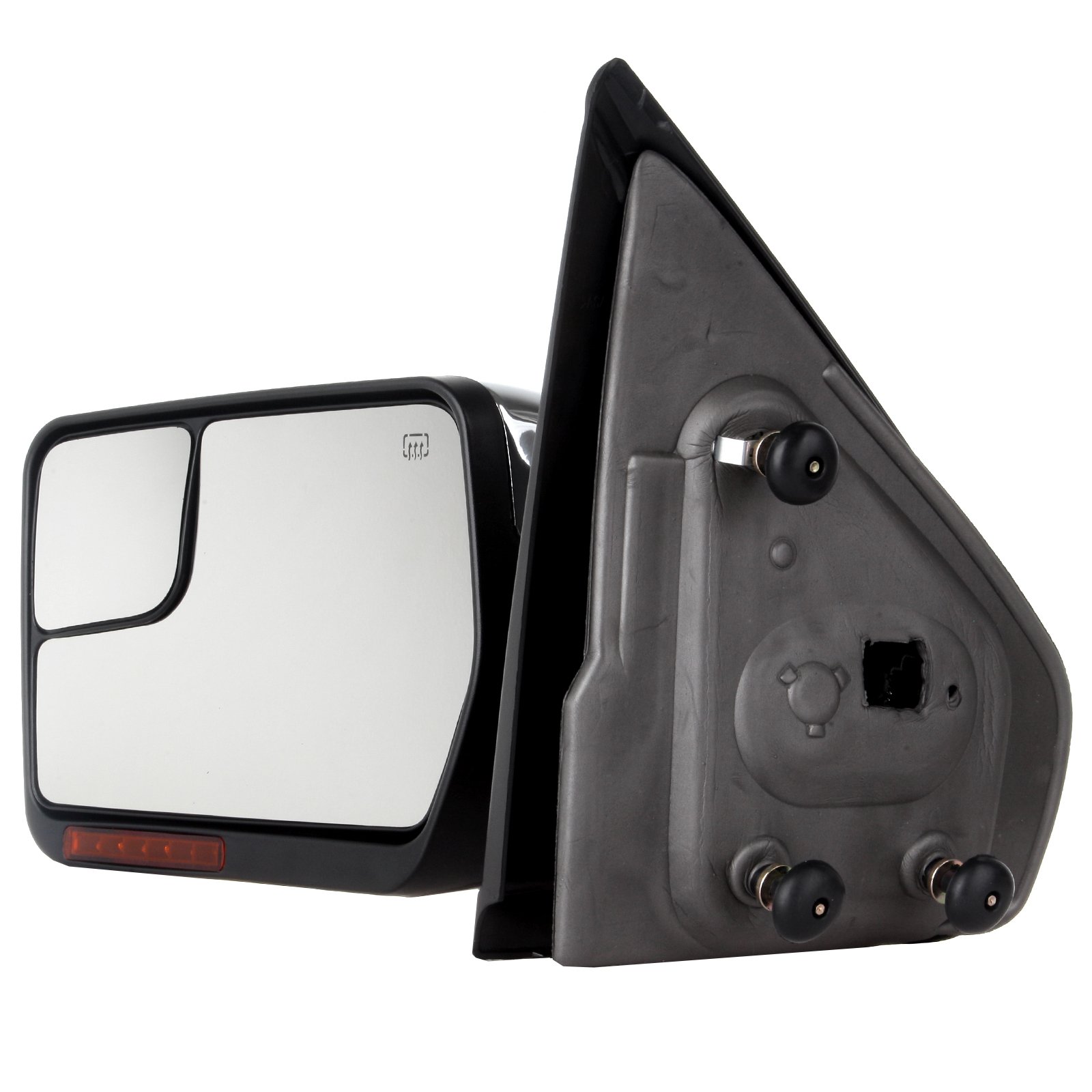 CCiyu Power-Adjusted Heated Towing Mirror with Turn Signal & Puddle Light - Chrome LH Left Side Compatible with Ford F150 (2004-2014) & F-250 (1997-1999) - Perfect for Towing, Night Driving & Off-Road Adventures