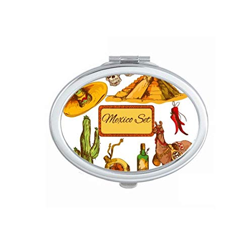 DIYthinker Portable Folding Double-Sided Makeup Mirror - Mexican Sombrero & Cactus Design for Travel, Home Vanity, and Gift Giving