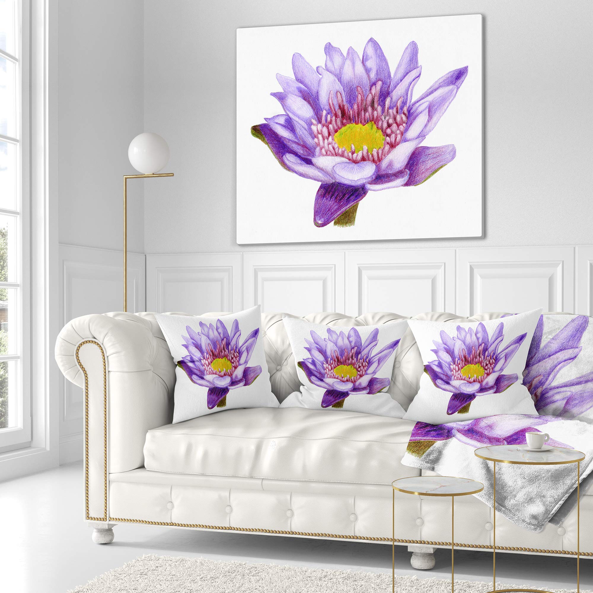DesignQ CU7446 Soft Plush Pillow Cushion - 18x18 Inches Square Decorative Throw Pillow - Purple Velvet Cover for Sofa, Bed, Chair - Home Decor & Living Room Accessories