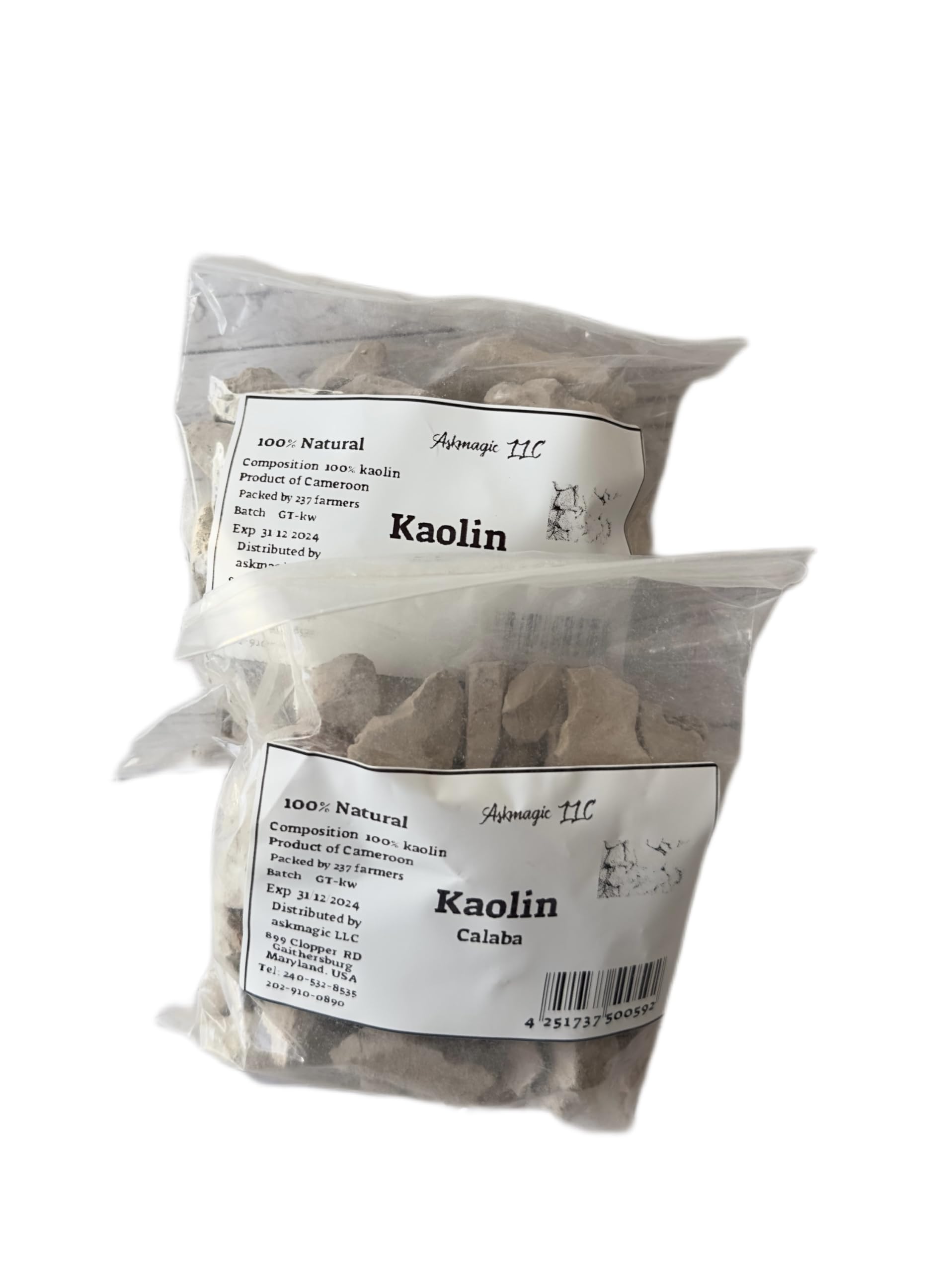 Premium Cameroon Kaolin Clay - Natural African Calaba Chalk for Skin & Hair Care | Detox, Exfoliation & DIY Beauty Recipes