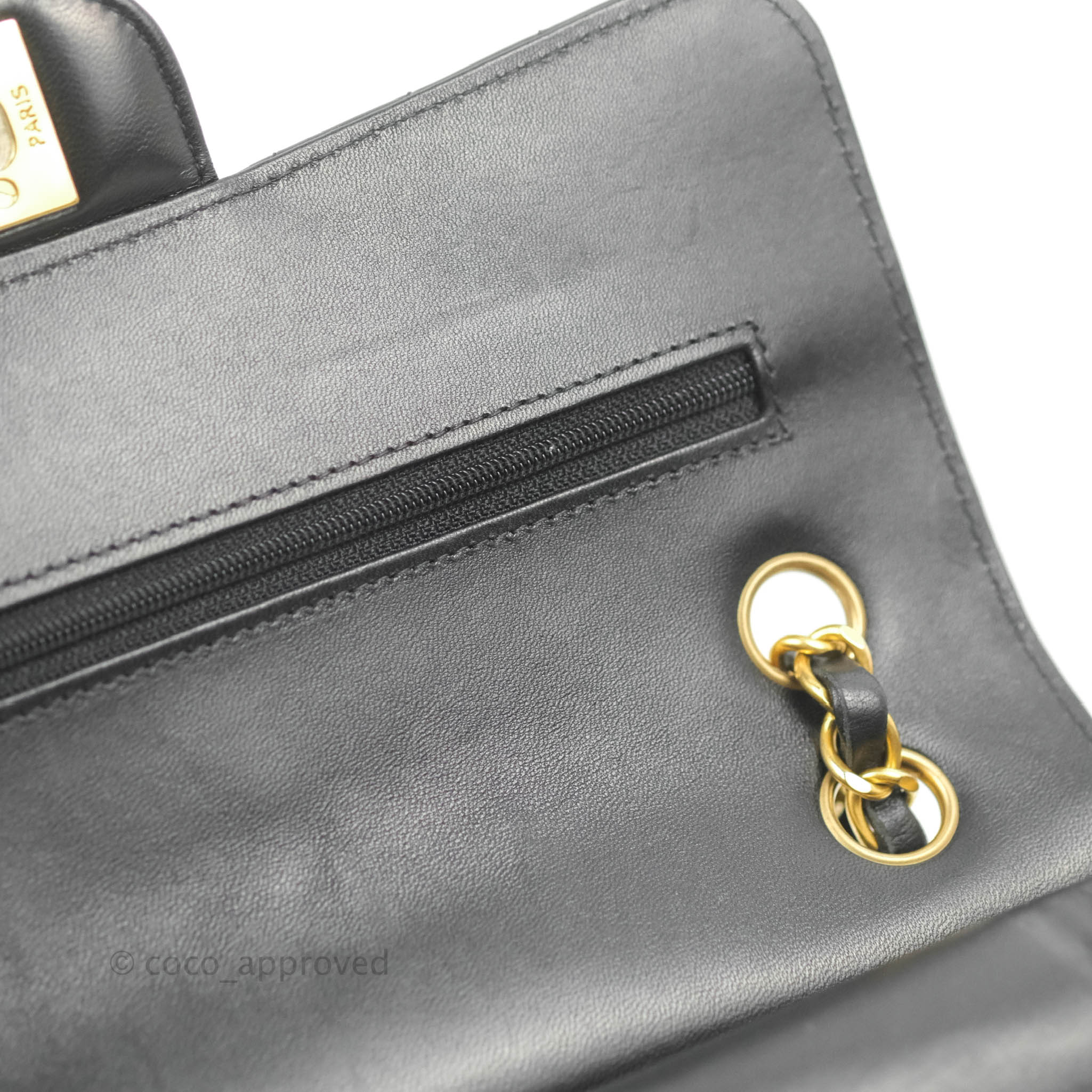 Chanel Classic Chevron Small Medium Double Flap Bag Black Lambskin Leather with Gold Hardware - Luxury Crossbody Purse for Women, Perfect for Date Night & Special Occasions