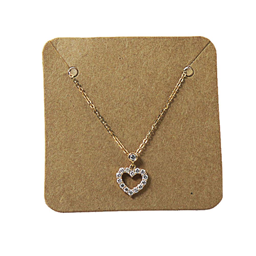 100 Pcs 2x2 Inch Kraft Paper Necklace Display Cards - Blank Square Jewelry Card Holders for Necklaces & Pendants - Perfect for Jewelry Stores, Craft Shows & Gift Packaging