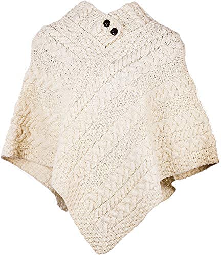 100% Irish Merino Wool Poncho for Women - Handmade in Ireland - Cozy & Warm Winter Shawl for Outdoor Activities & Travel