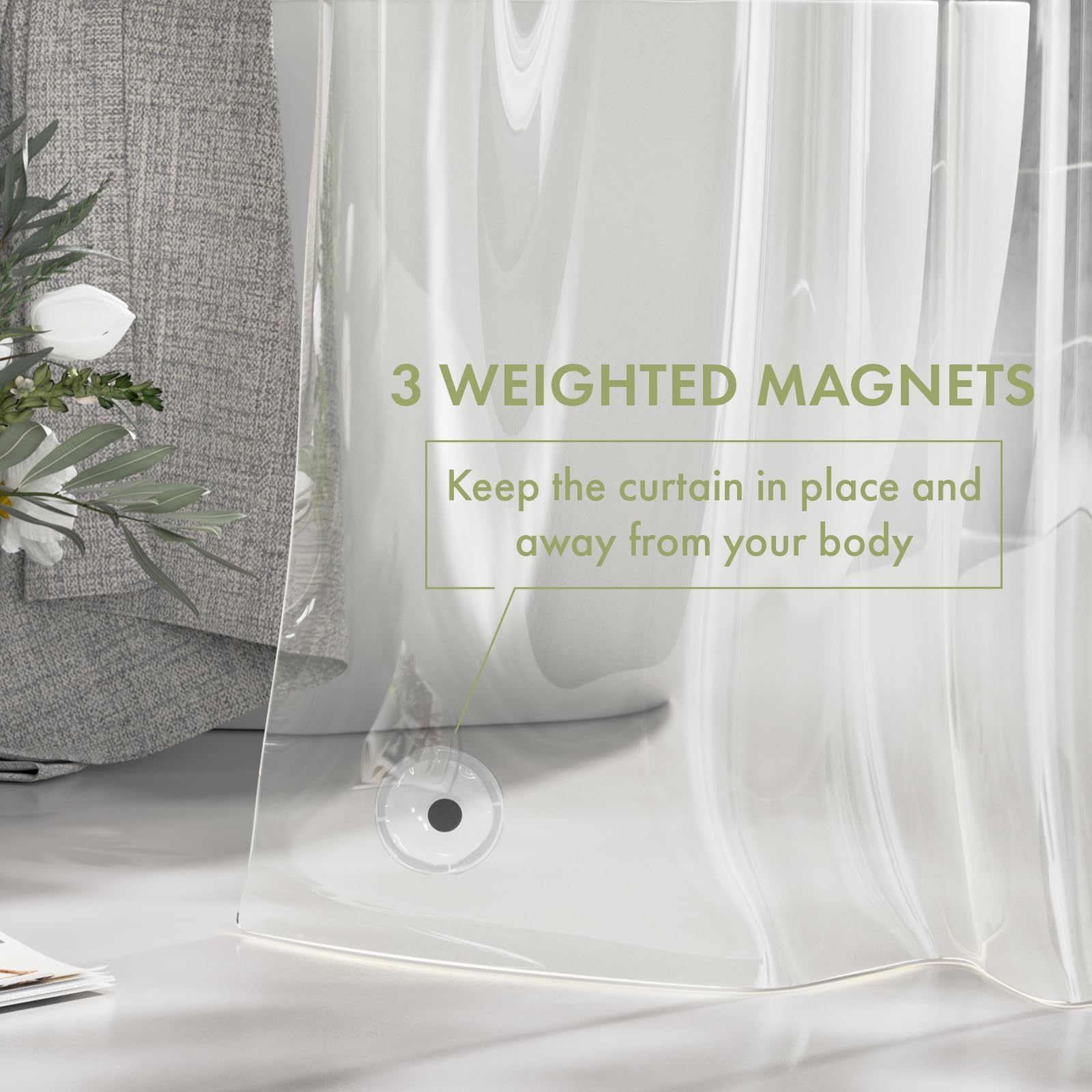 AmazerBath Extra Long Clear PEVA Shower Curtain Liner - 72x96 Inches, Waterproof Bathroom Liner with 3 Magnets for Tall Showers | Perfect for Large Bathtubs, Spacious Bathrooms & Hotel Use
