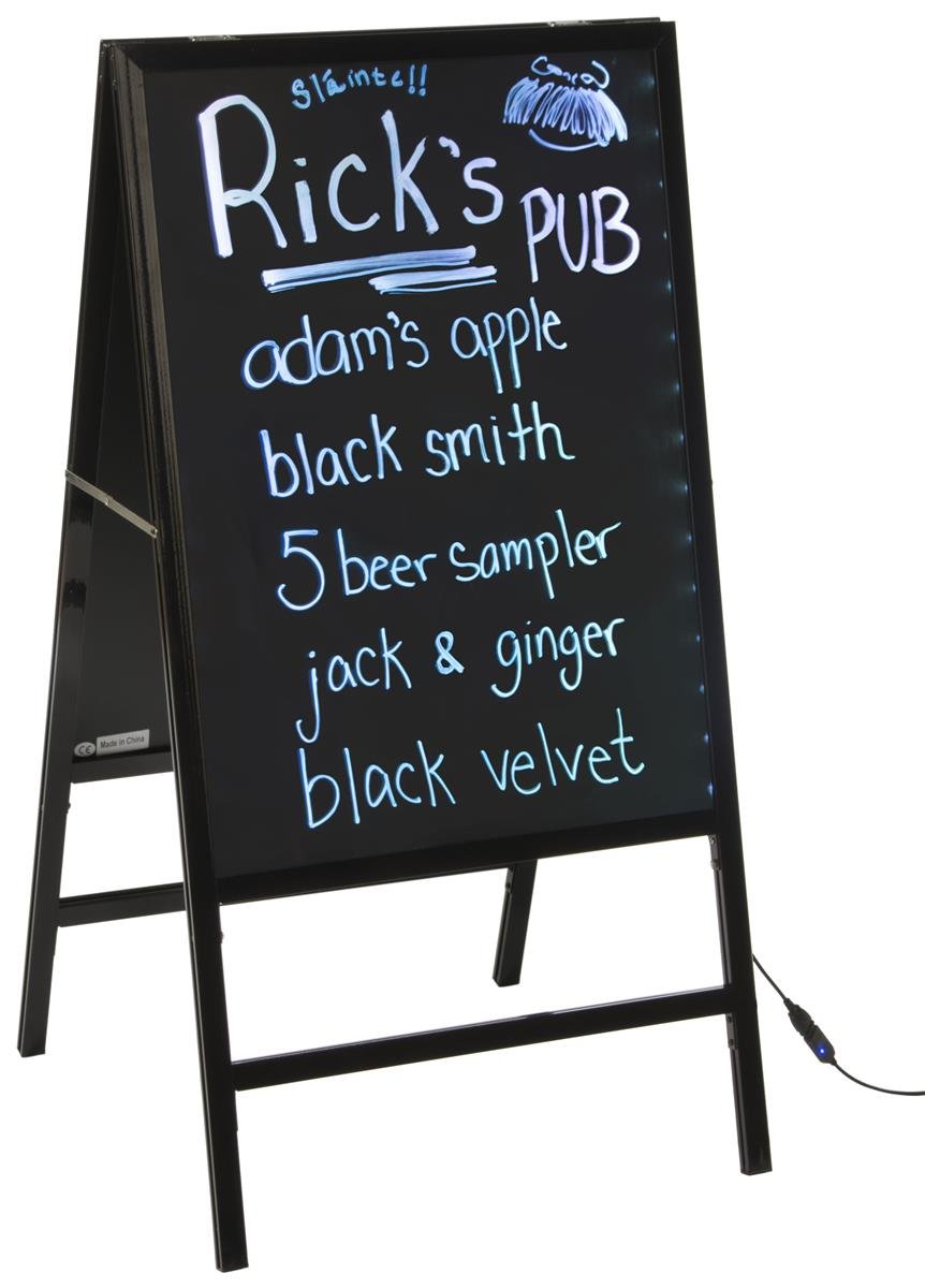 Displays2go Double-Sided A-Frame Chalkboard Sign - Black Aluminum Sidewalk Menu Board (BFTAF4021B) | Perfect for Restaurants, Cafés & Retail Stores Outdoor Advertising