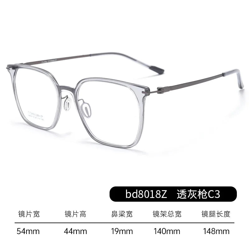 Bclear Unisex Full Rim Square TR90 Titanium Eyeglasses Frame 18018 - Lightweight & Durable Glasses for Work, Reading, and Everyday Wear