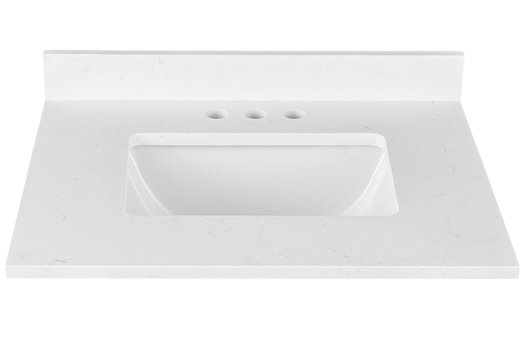 Amalfi 25W x 22D Engineered Marble Bathroom Vanity Top with Rectangular Undermount Sink - Perfect for Modern Bathroom Renovations and Master Suite Upgrades