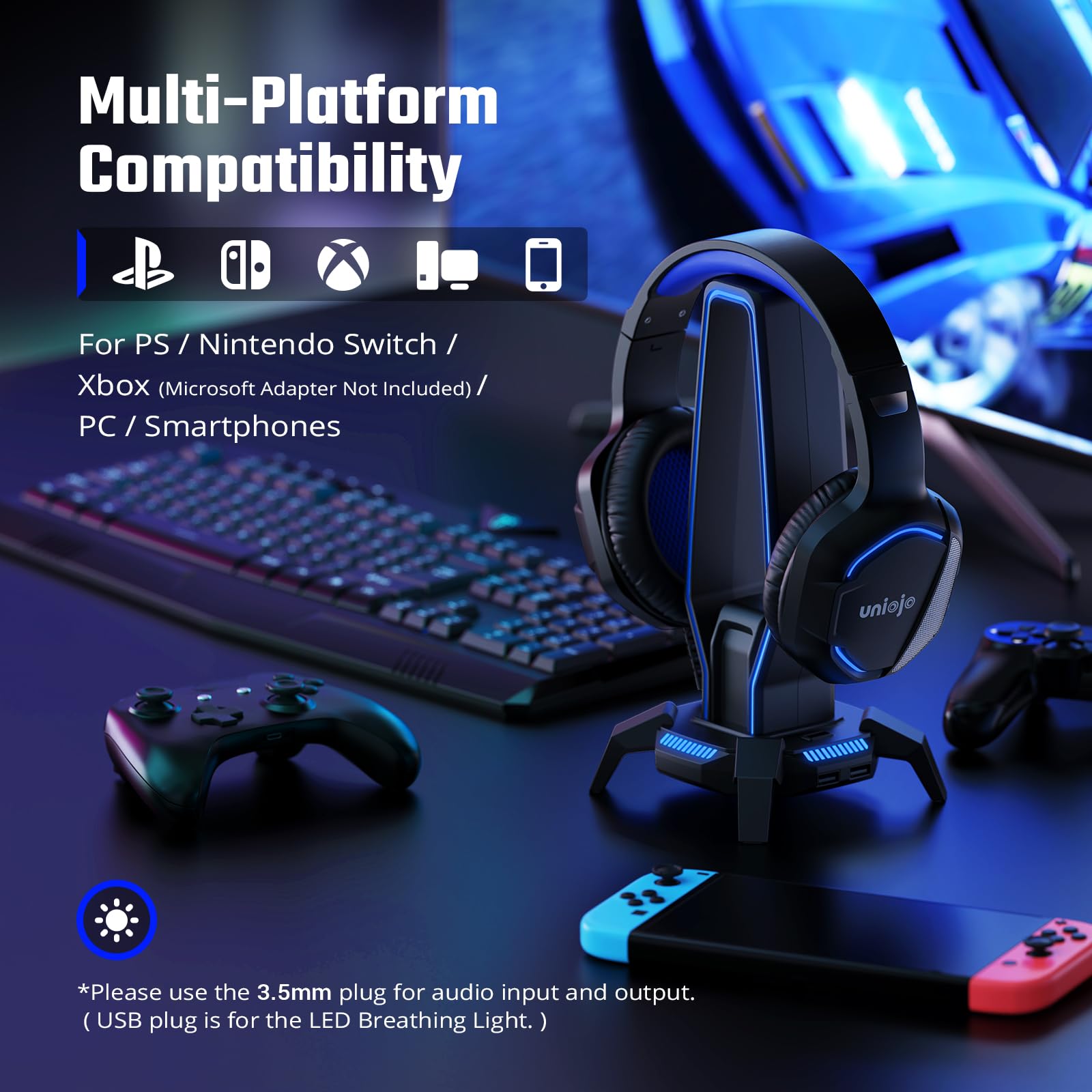 Best Noise-Canceling Gaming Headset with Mic for PC, Laptop, Mac, Xbox Series X/S, PS5, PS4, Nintendo Switch - Wired Over-Ear Headphones with Surround Sound, LED Lights & Memory Foam Ear Cushions (Black) - Perfect for Competitive Gaming, Streaming & Long Gaming Sessions