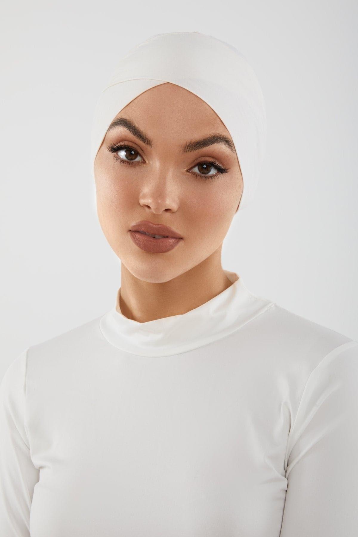 Zena Criss Cross Undercap for Women - Breathable Gardenia Scented Headwear for Hijab, Wig & Hair Protection - Perfect for Daily Wear, Workouts & Outdoor Activities