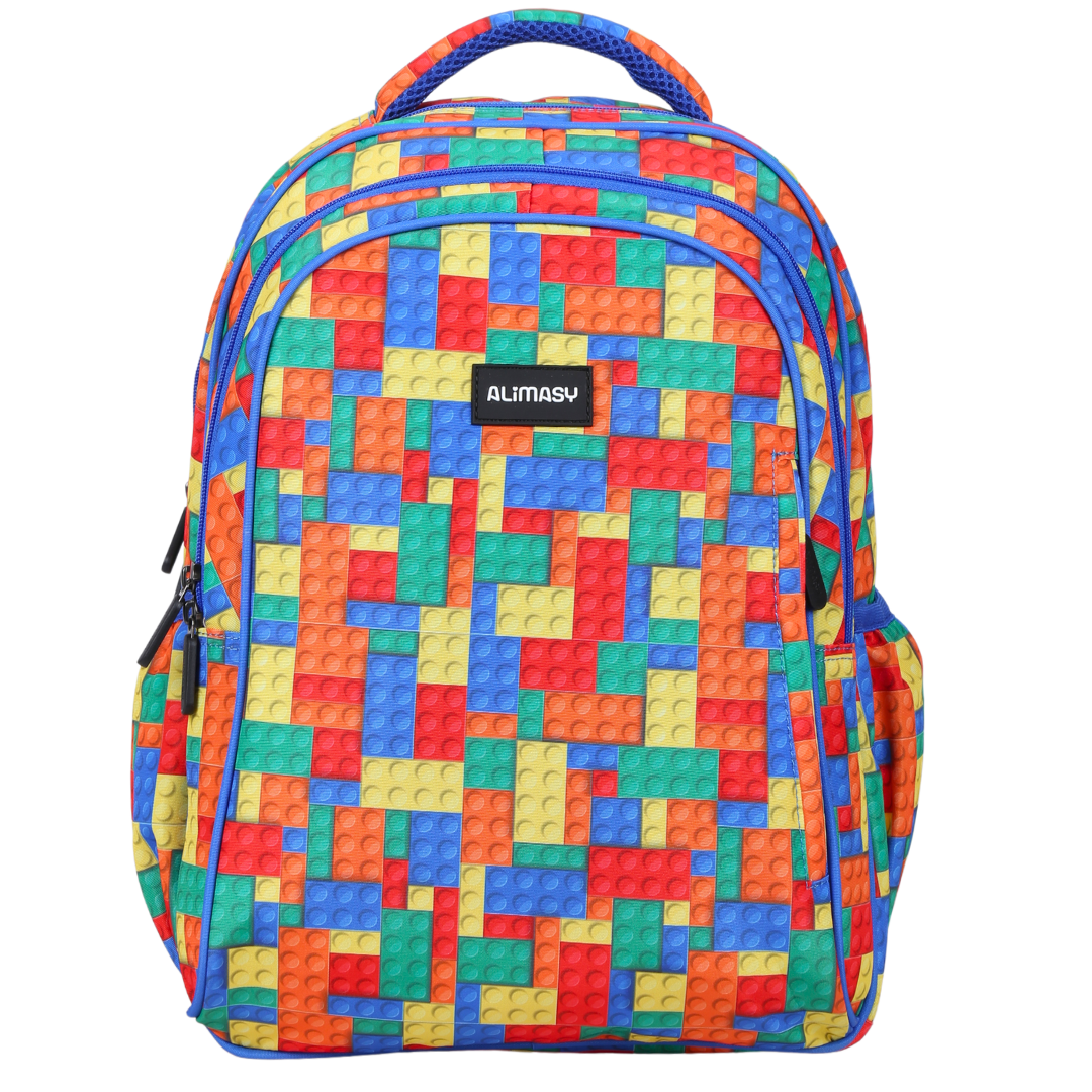 Durable Midsize Kids Backpack for School & Travel - Lightweight & Spacious Bricks Design Backpack for Boys & Girls - Perfect for Daily Use, Outdoor Adventures & Day Trips