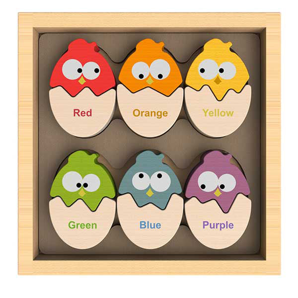 BeginAgain Colors N Eggs Bilingual Puzzle - Educational Wooden Toy for Toddlers & Kids | Learn Colors & Shapes | Perfect for Preschool Learning & Montessori Play