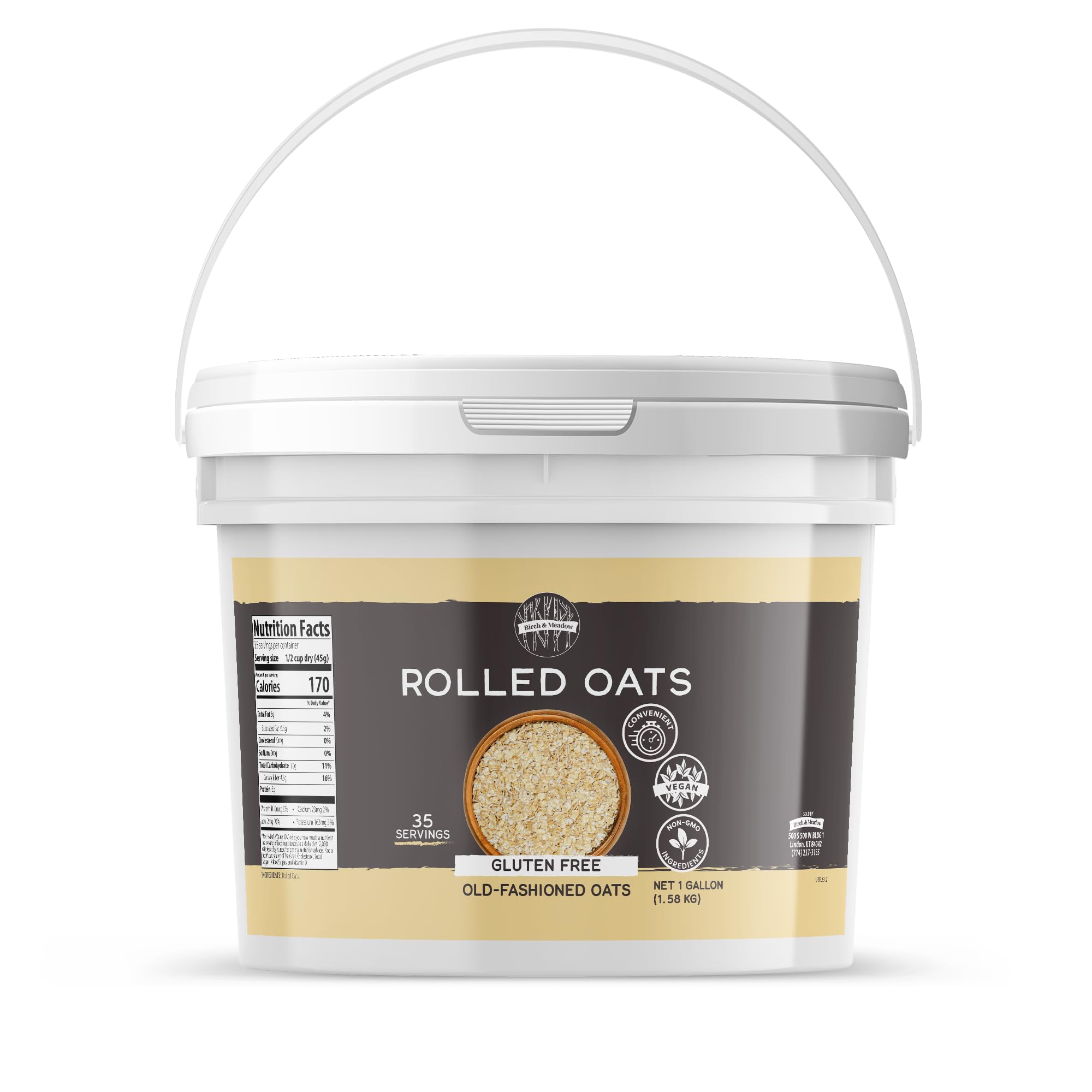 Organic Gluten-Free Rolled Oats - 1 Gallon Bulk Bag | Non-GMO, Old-Fashioned Whole Grain Oats for Baking, Breakfast & Food Storage | Perfect for Oatmeal, Granola & Healthy Recipes