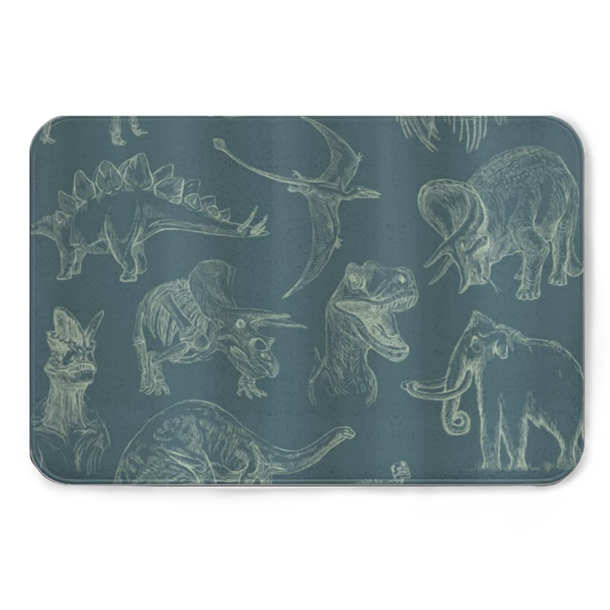 Durable Non-Slip Flannel Mat - 20x32 Inch Soft Absorbent Kitchen & Bathroom Rug with Dinosaur Skeleton Design for Living Room, Bedroom - Perfect for Home Decor, Pet Areas & High-Traffic Spaces