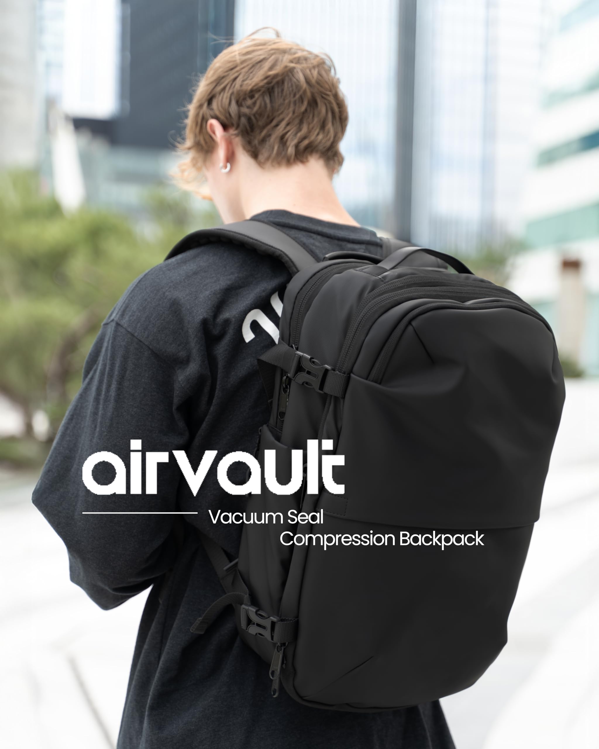 AirVault Airback Vacuum Seal Compression Travel Backpack with Electric Pump & USB Charging Port - Expandable 60L Carry-On for 19