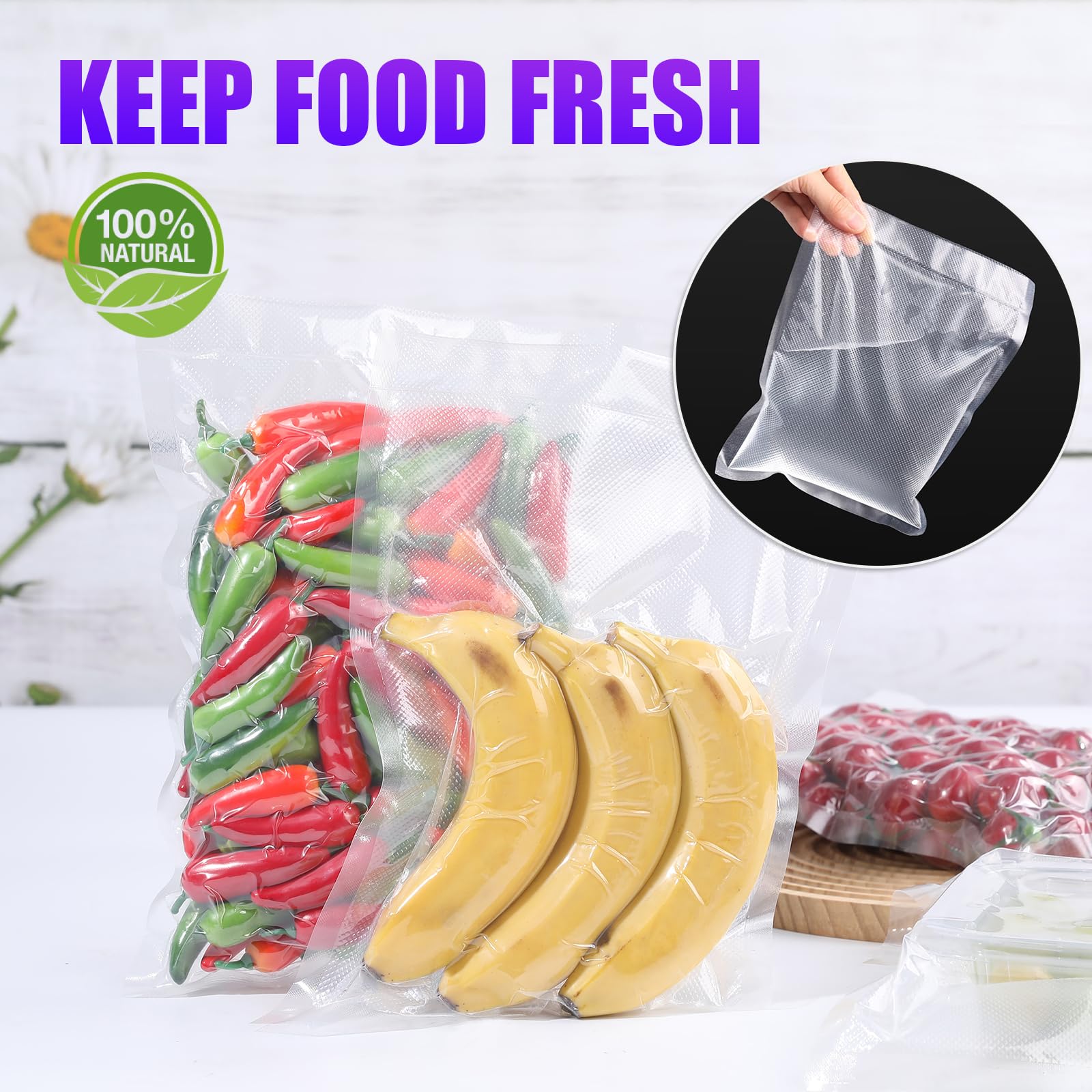 CAREGY Commercial Grade BPA Free Vacuum Sealer Bags - 8 Pack (4 Rolls 8