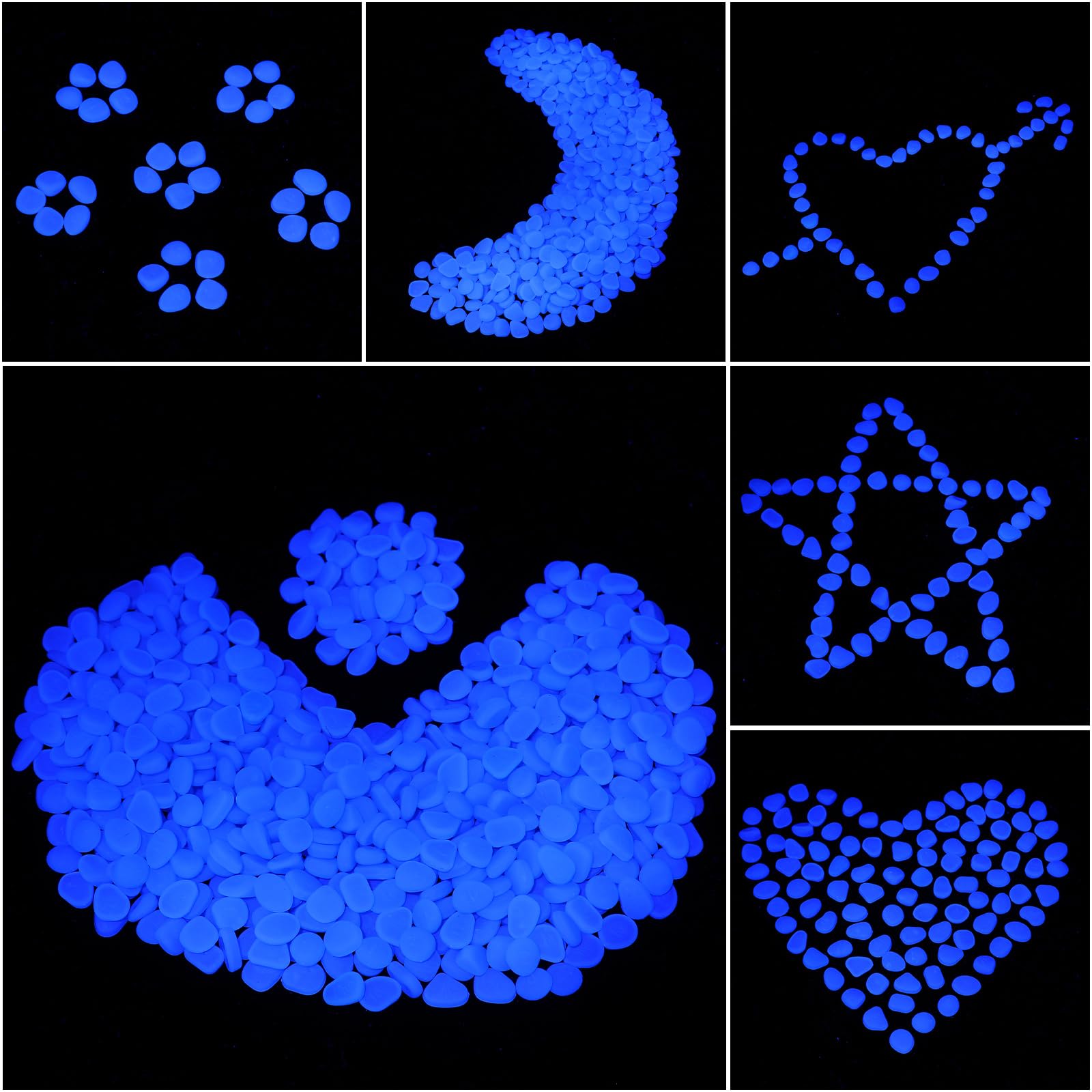 Sasylvia 3000 Pcs Glow in The Dark Rocks - 1 Inch Luminous Stones, 12.6 LB Blue Glowing Pebbles for Garden, Pathway, Walkway, Backyard, Fish Tank & Plant Decor - Perfect for Nighttime Landscaping & Outdoor Ambiance
