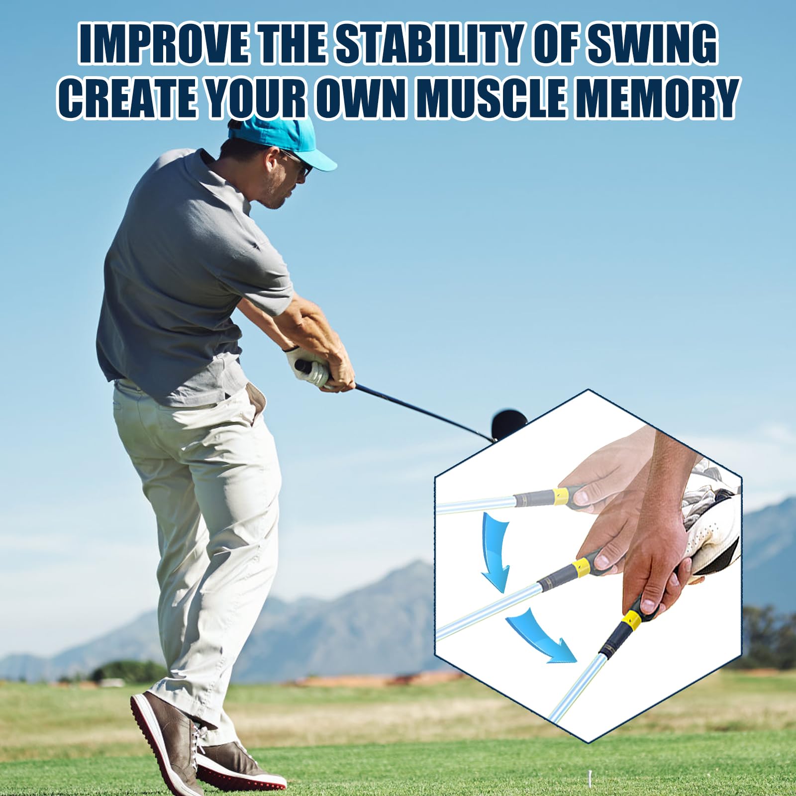 Golf Grip Trainer - Right Hand Golf Swing Training Aid for Beginners | Posture Correction Tool | Perfect Golf Accessories Gift for Learners | Improve Swing at Driving Range & Home Practice