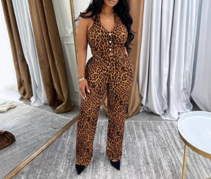 Sexy Leopard Print Bodysuit for Women - Chic One-Piece Jumpsuit for Parties, Date Nights & Club Wear