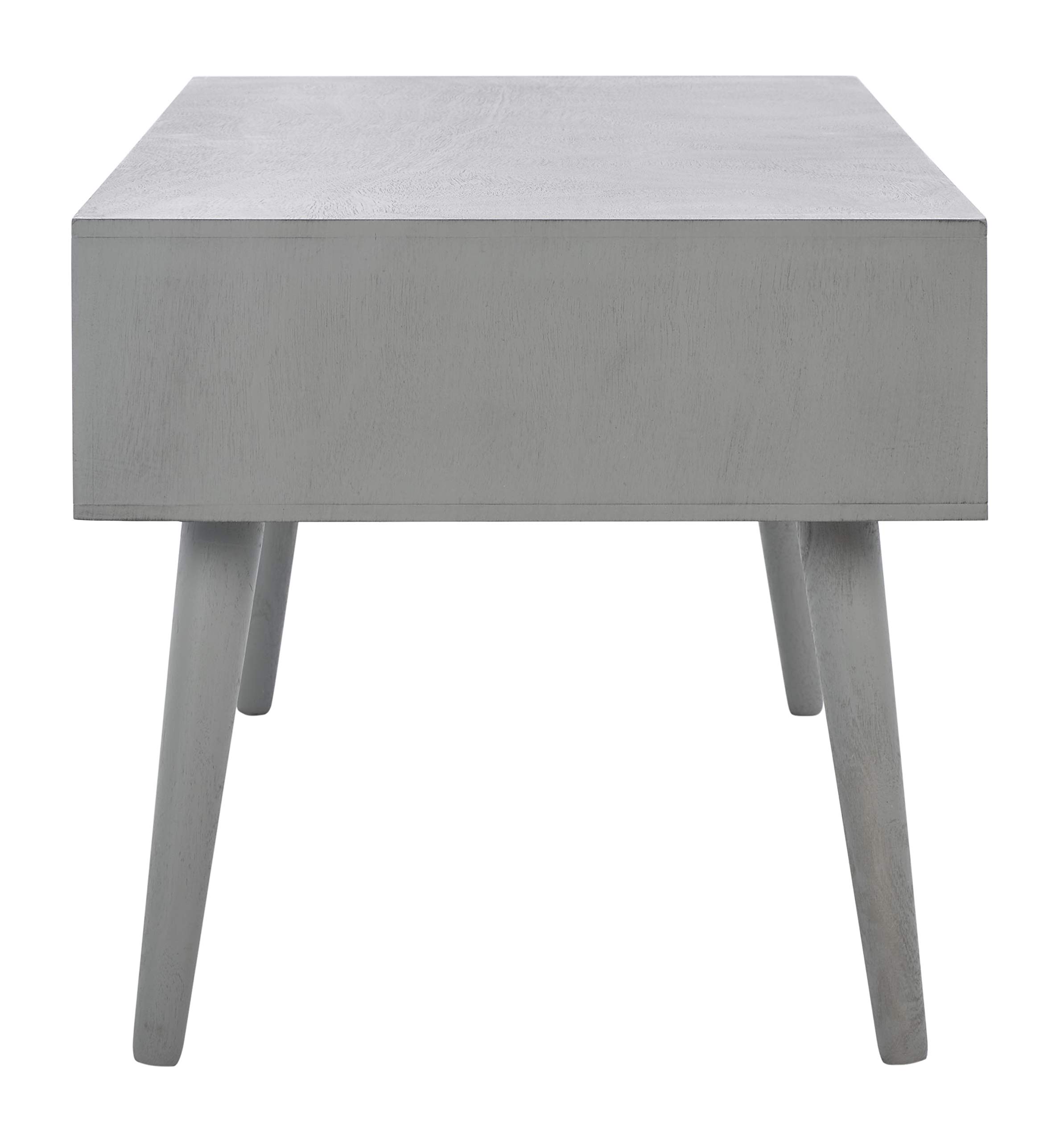 SAFAVIEH Home Collection Mozart Mid-Century Distressed Grey 2-Drawer Rectangle Coffee Table - Vintage Style Living Room Furniture for Small Spaces & Modern Apartments
