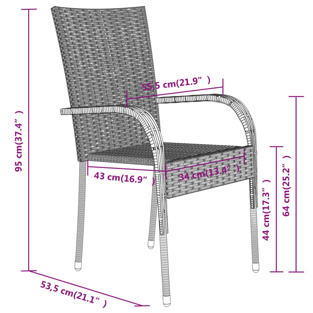 vidaXL 5-Piece Patio Dining Set - Outdoor Garden Furniture with Table and Chairs for Lawn, Yard, Terrace & Balcony - Gray and Black - Perfect for Backyard BBQs, Poolside Gatherings & Al Fresco Dining