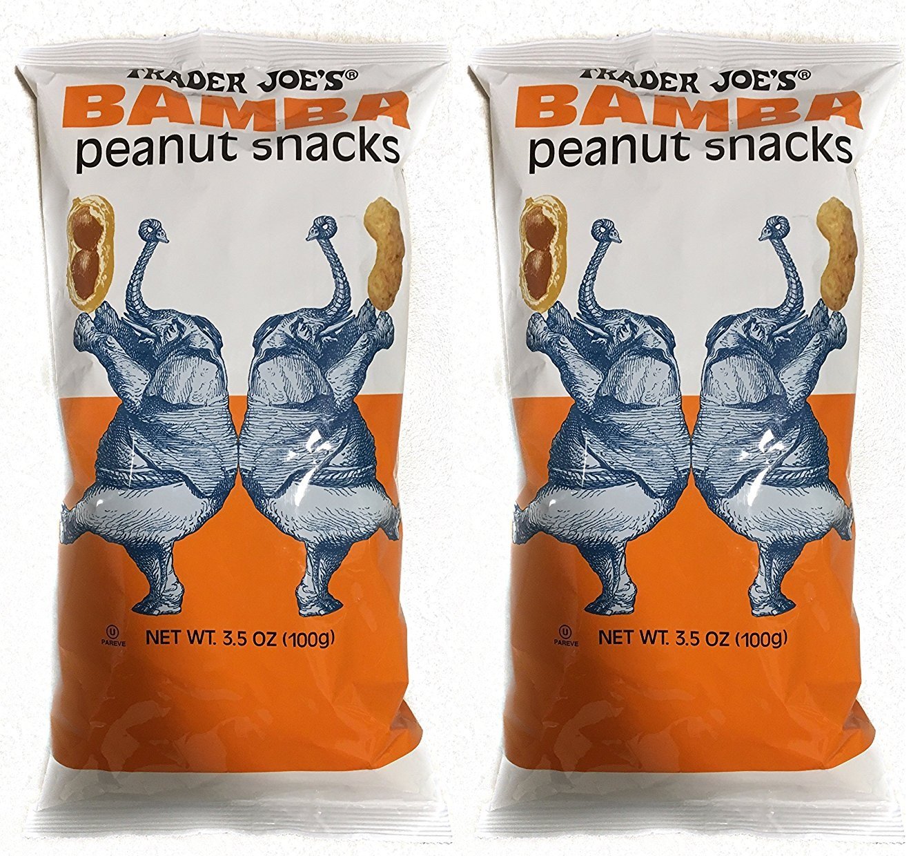 Trader Joe's Bamba Peanut Butter Snacks 3.5oz (100g) - 2 Pack - Crunchy Gluten-Free Kids Snacks for School Lunch & Healthy On-The-Go Treats