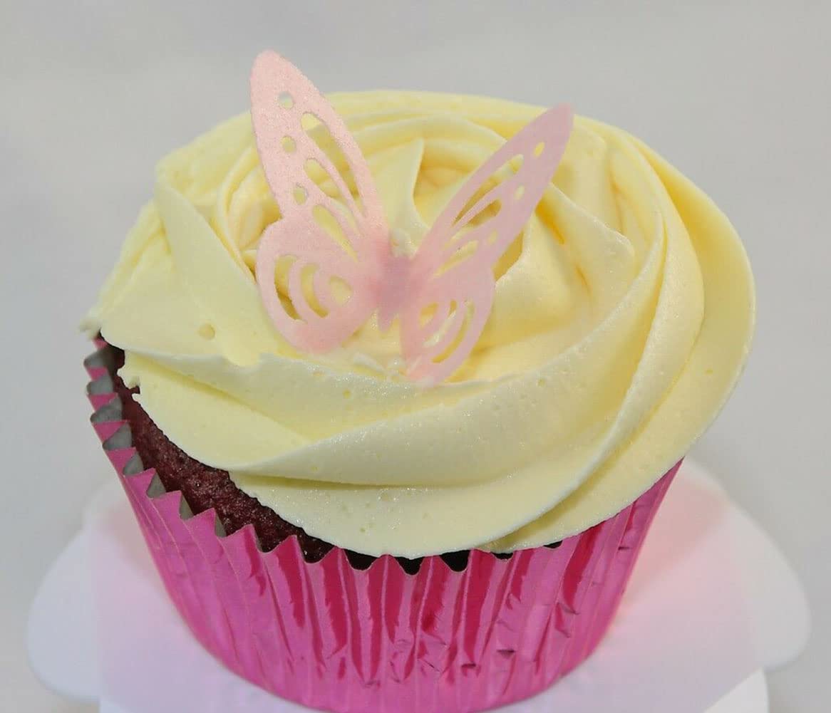 50pcs Edible Pink Butterflies Wafer Paper Cupcake Toppers - Big Size Rice Paper Cake Decorations for Birthday & Baby Shower | Perfect for Wedding Cakes, Desserts, and Party Treats