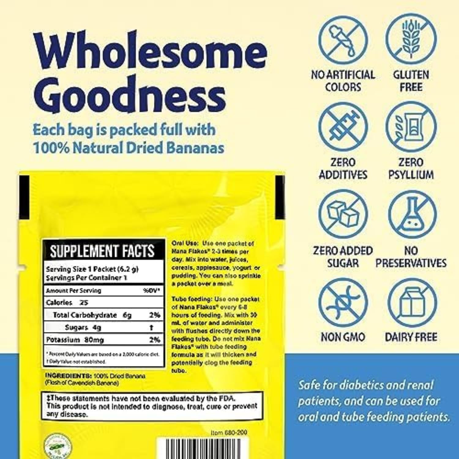 100% Pure Banana Flakes Powder - Natural Protein & Fiber Supplement - 1lb Bag | Ideal for Smoothies, Baking, Baby Food & Medical Nutrition