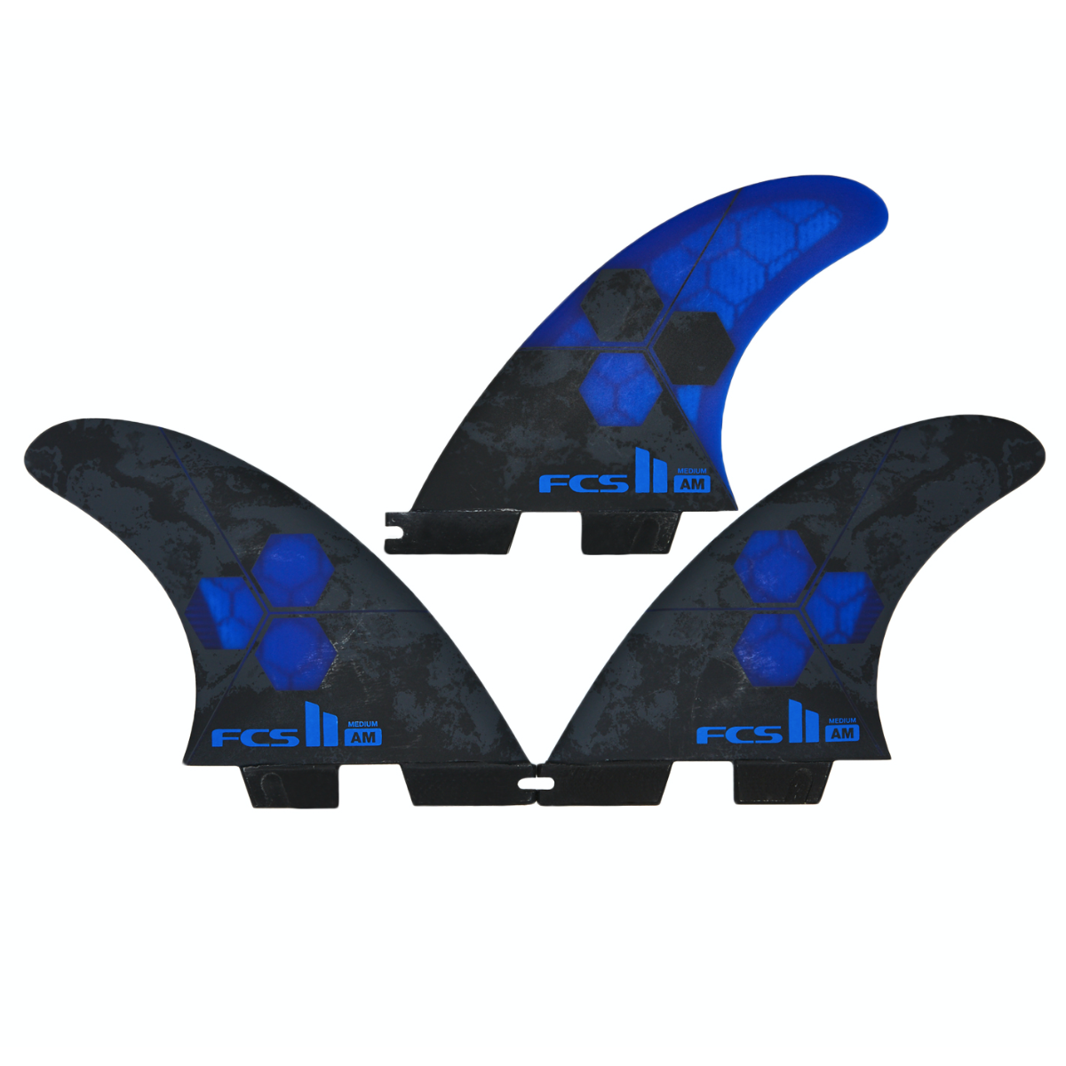 FCS II TRI QUAD Surfboard Fins - AM PC Medium Cobalt Blue - Perfect for Shortboards and Performance Surfing