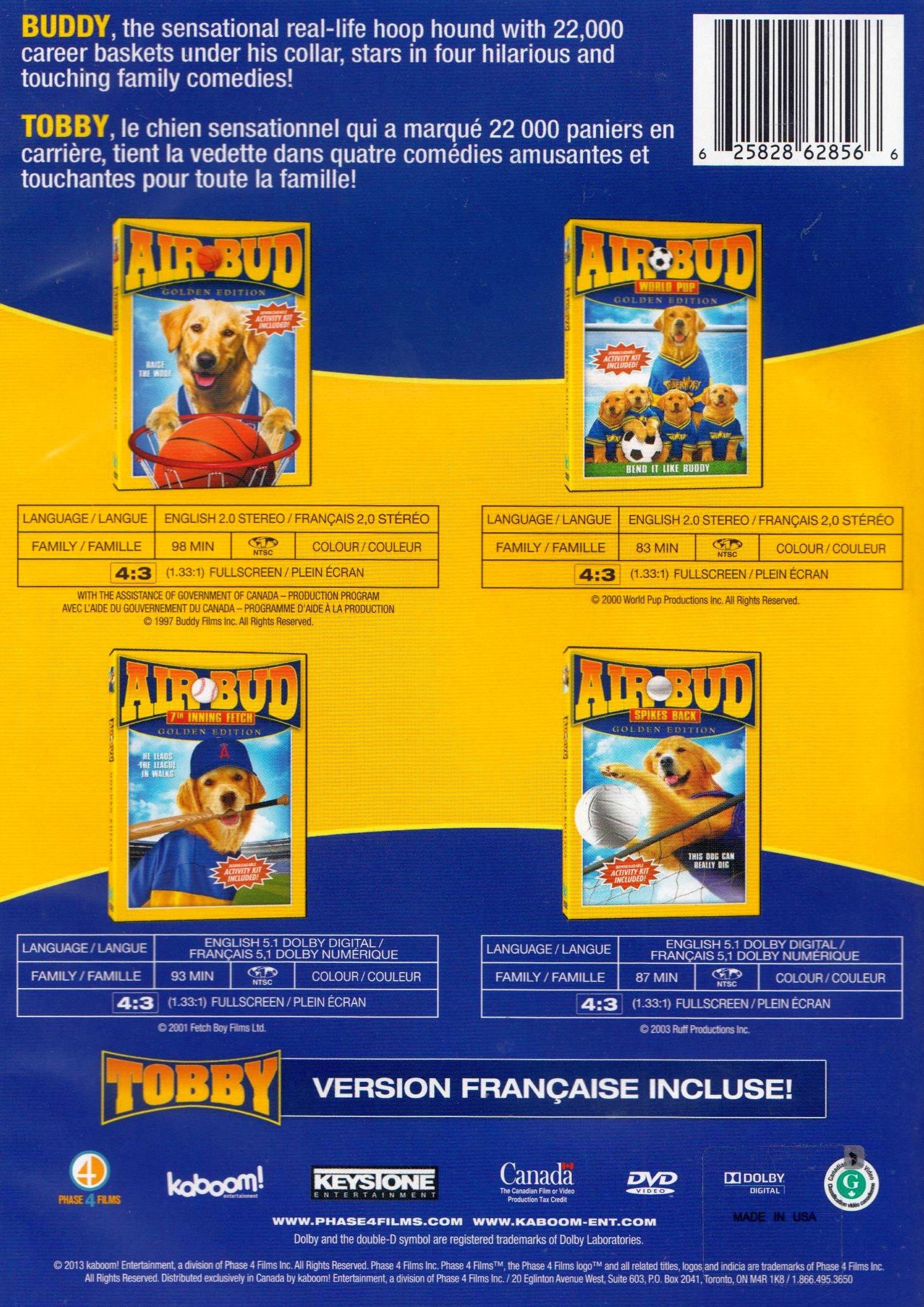 Air Bud Movie Collection - Air Bud, Air Bud 3: World Pup, Seventh Inning Fetch & Spikes Back (4 Family Sports Films) - Perfect for Family Movie Nights & Dog Lovers