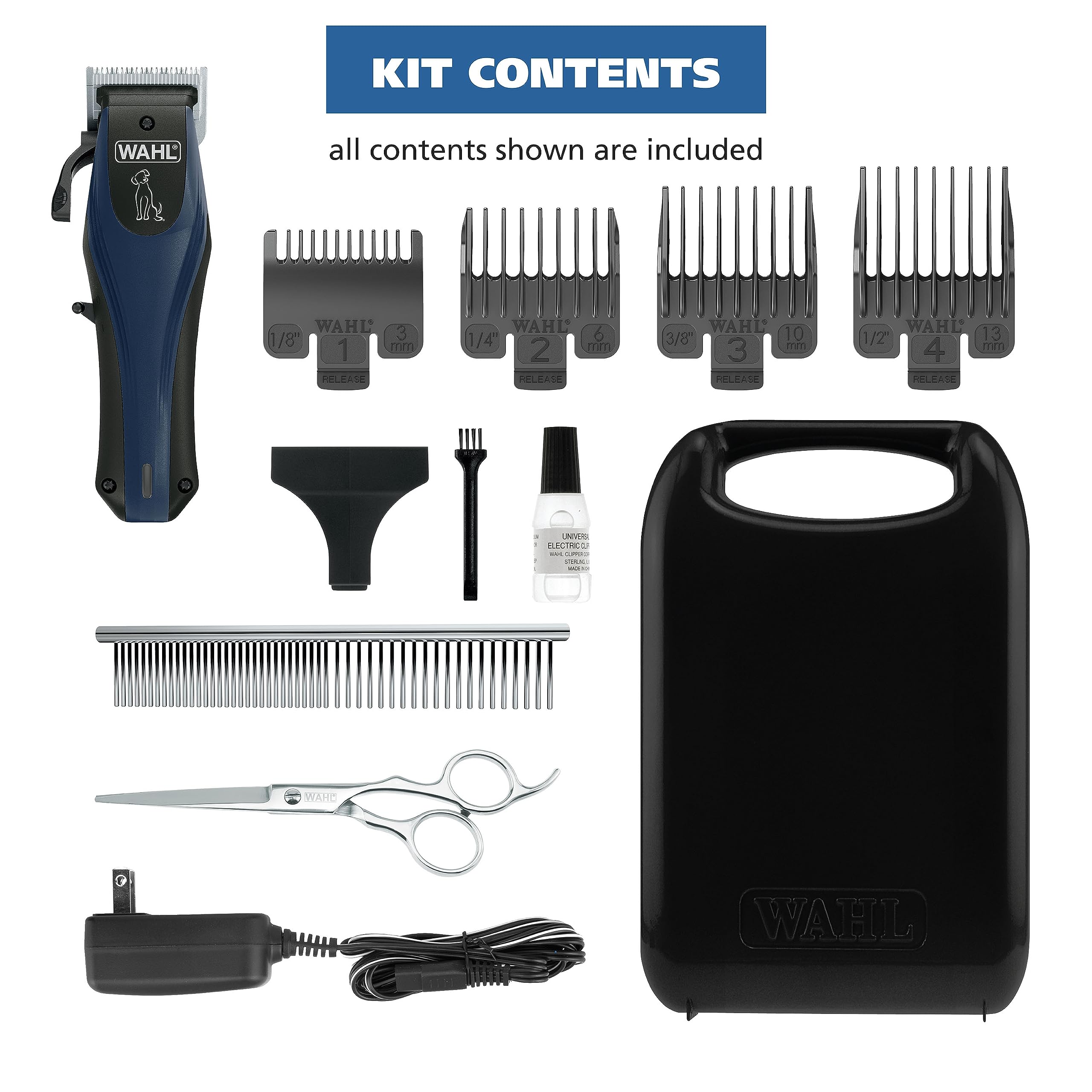 Wahl Power Pro Lithium Ion Rechargeable Cordless Dog Grooming Kit - Heavy Duty Professional Dog Clippers for Thick & Long Coats - Model 3024675 - Perfect for Home Pet Grooming & Professional Use