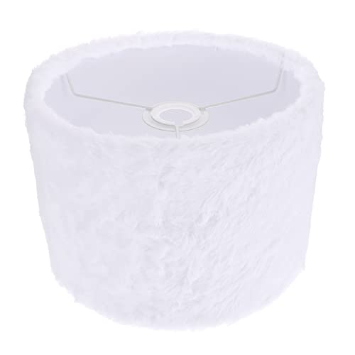 Soft Plush Drum Lampshade - Medium Size E27 Clip-On Lamp Shade with Spider Construction - Cylinder Shaped Fabric Light Cover for Bedroom, Living Room & Office Lighting Decor