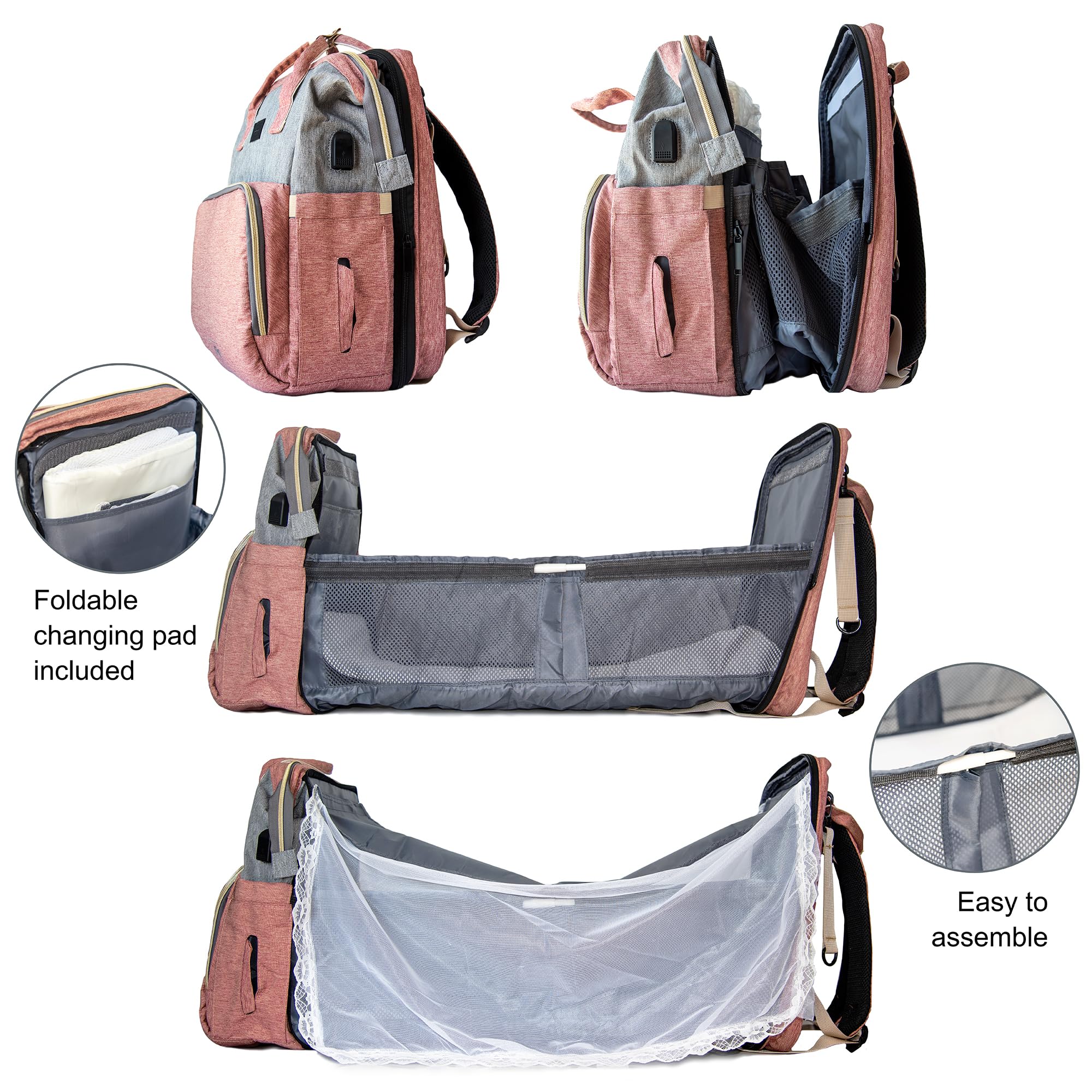 LRG Corporate Diaper Bag Backpack for Baby Care - Waterproof Travel Backpack with Removable Changing Pad & Mosquito Net - Stroller Compatible Baby Carrier Backpack - Perfect for Daycare, Travel & Outdoor Adventures (Includes Personalized Gift Box)