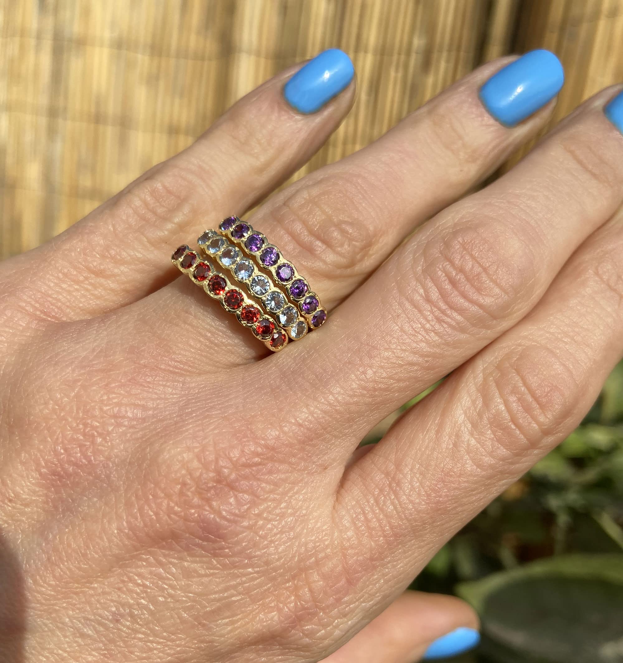 Emerald Birthstone Ring for May - 14K Gold Bezel Set Stacking Ring - Dainty Green Jewelry for Women - Perfect for Everyday Wear, Gift Giving & Special Occasions