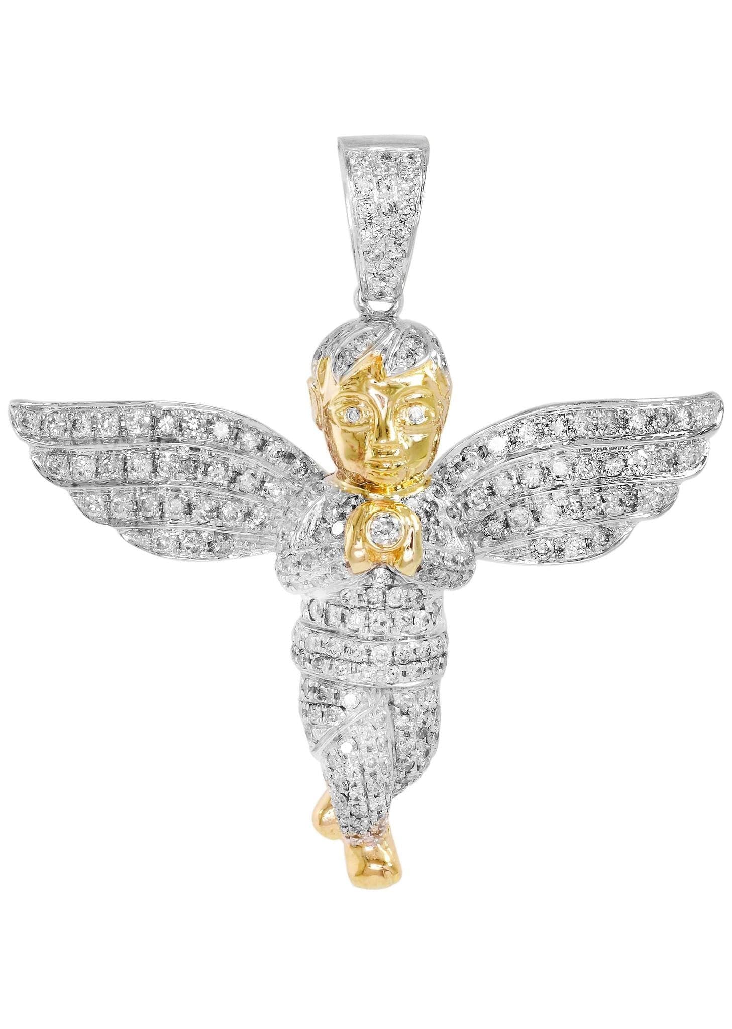 Diamond Angel Pendant Necklace - 16.03g Solid 925 Sterling Silver with 2.85 Carat Genuine Diamonds - Perfect for Valentine's Day Gifts, Anniversary Presents & Special Occasions