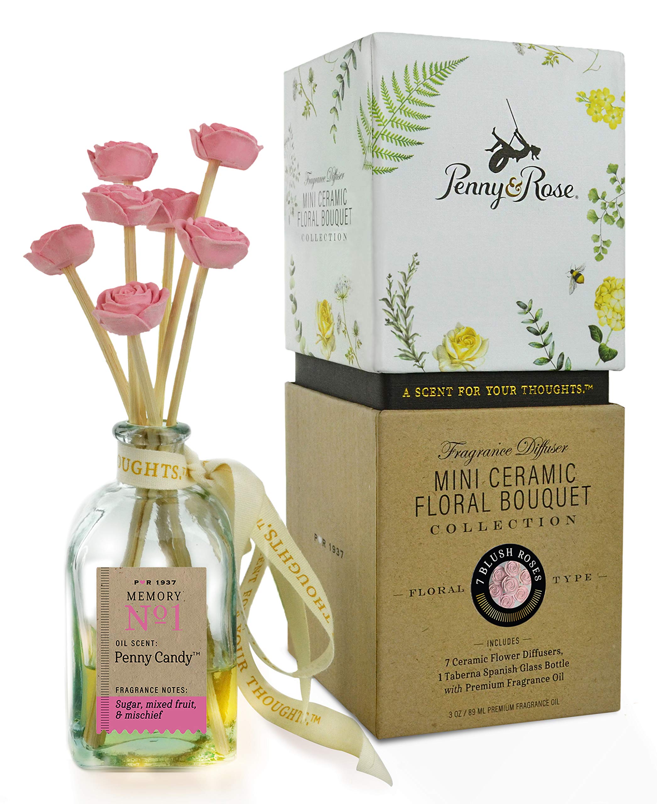 Penny & Rose Ceramic Rose Essential Oil Diffuser - Aromatherapy Home Decor for Bedroom, Office & Spa | Elegant Scented Oil Warmer with Natural Fragrance