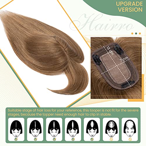 Clip in Human Hair Topper with Silk Base - Natural Looking Hairpiece for Thinning Hair - Perfect for Daily Wear, Special Occasions & Styling