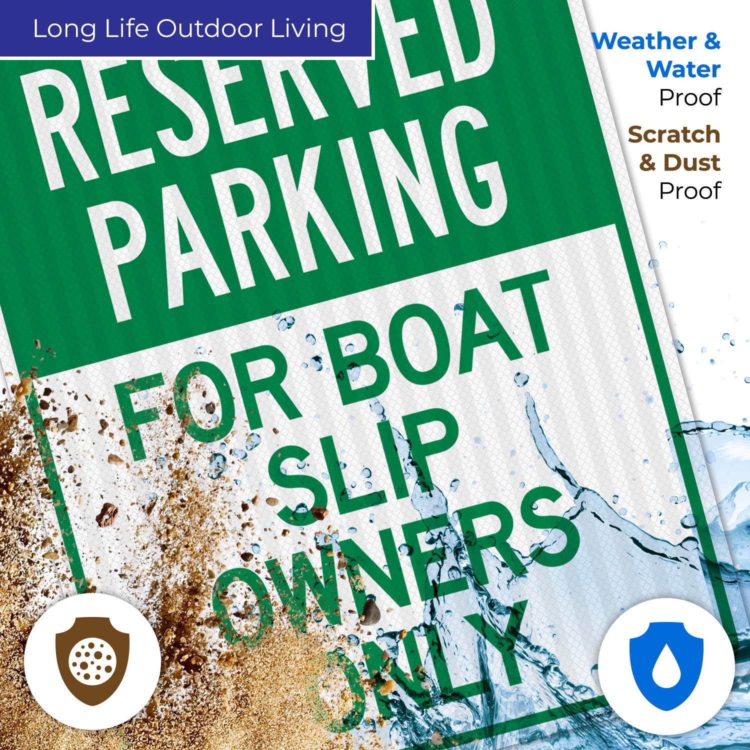 Reserved Parking for Boat Slip Owners Only Sign - 24x30 Inches - 3M EGP Reflective .080 Aluminum - Fade Resistant - Made in USA - Perfect for Marina Parking Spaces, Private Dock Areas & Waterfront Property Security
